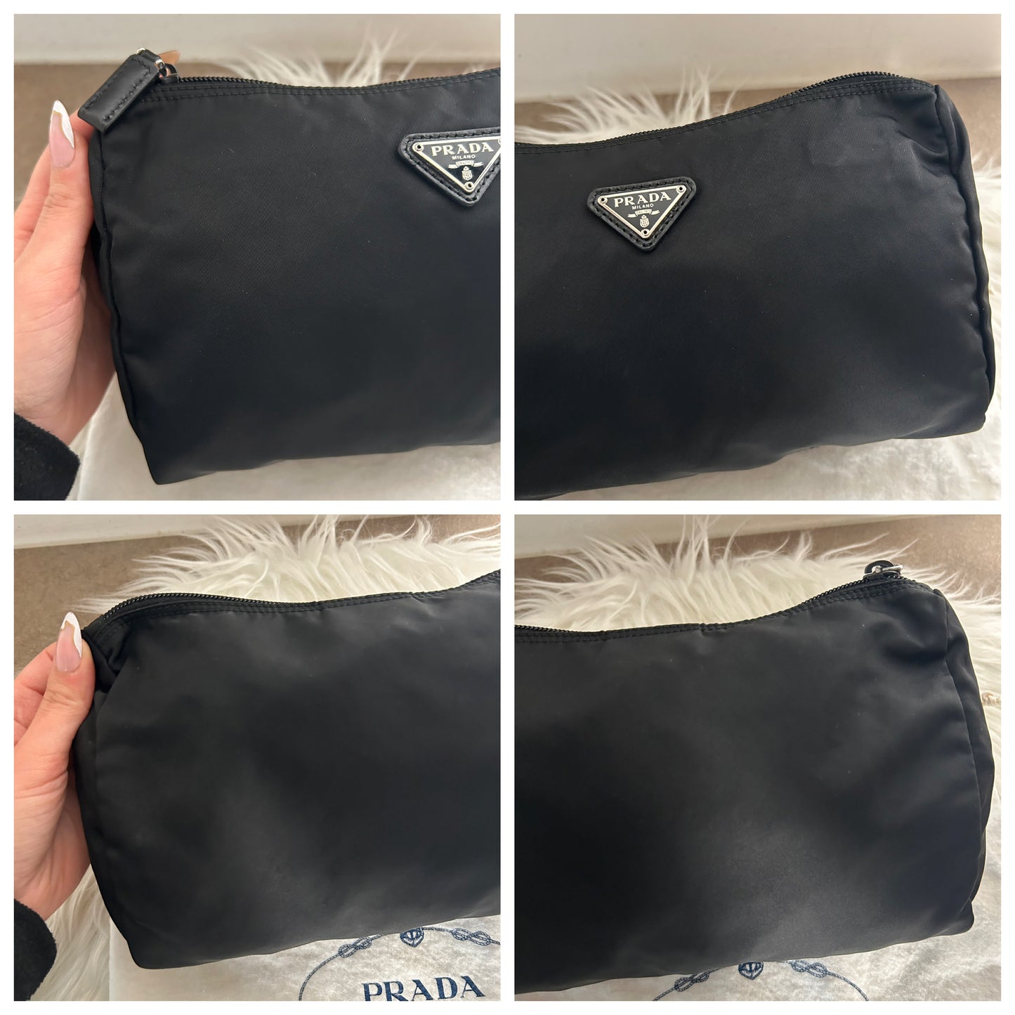 Pochette Prada in nylon nera