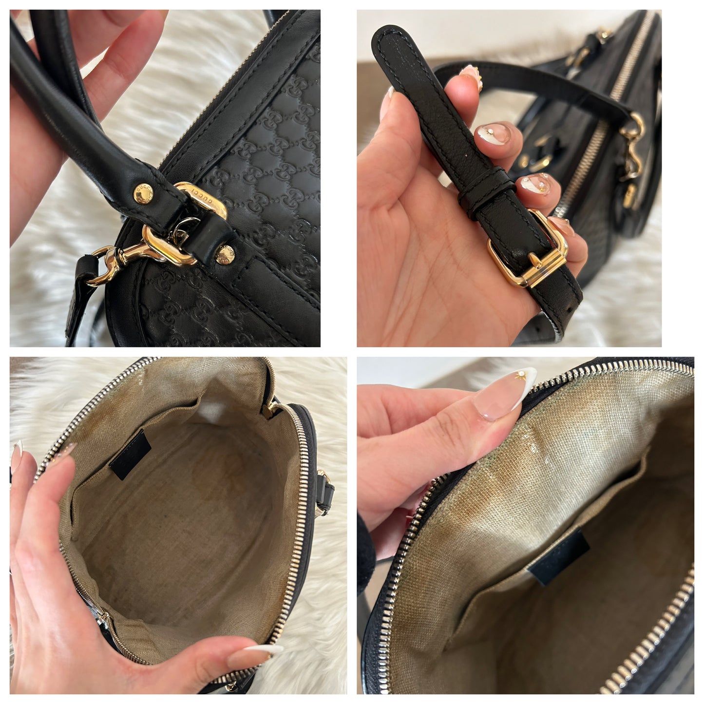Gucci Dôme mini in micro guccissima nera