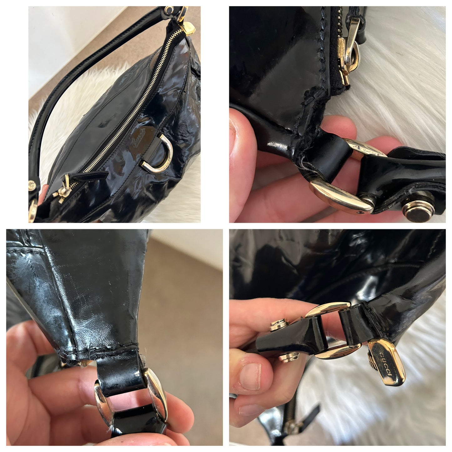 Gucci D-Ring in vernice nera