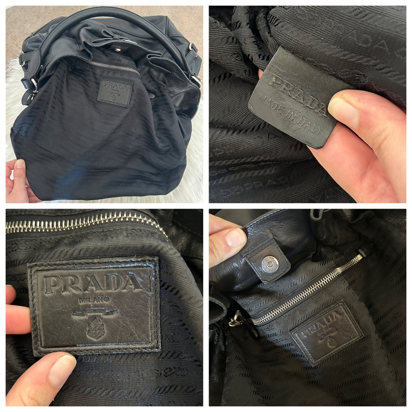 Prada secchiello in pelle nera