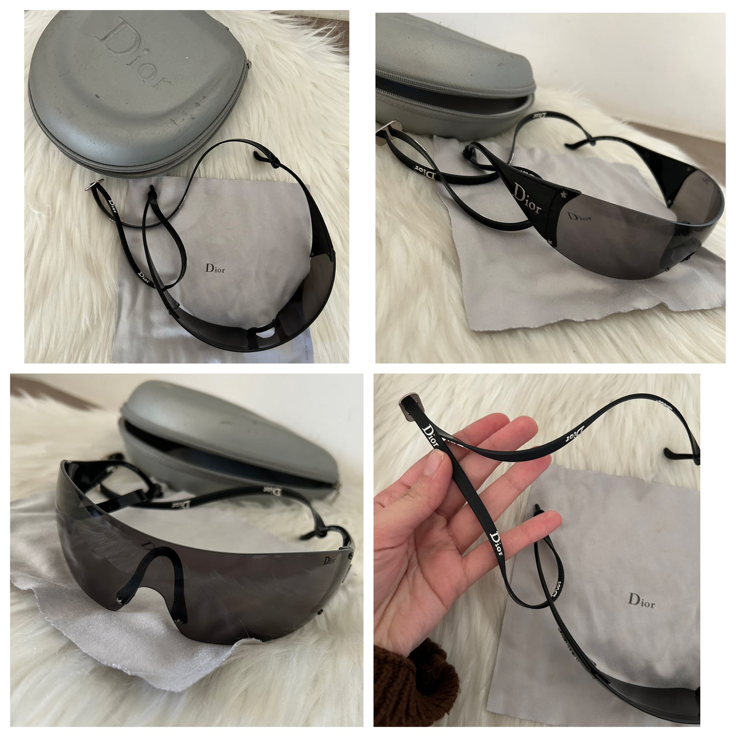 Occhiali Dior Ski 5 con aste nere e custodia vintage y2k