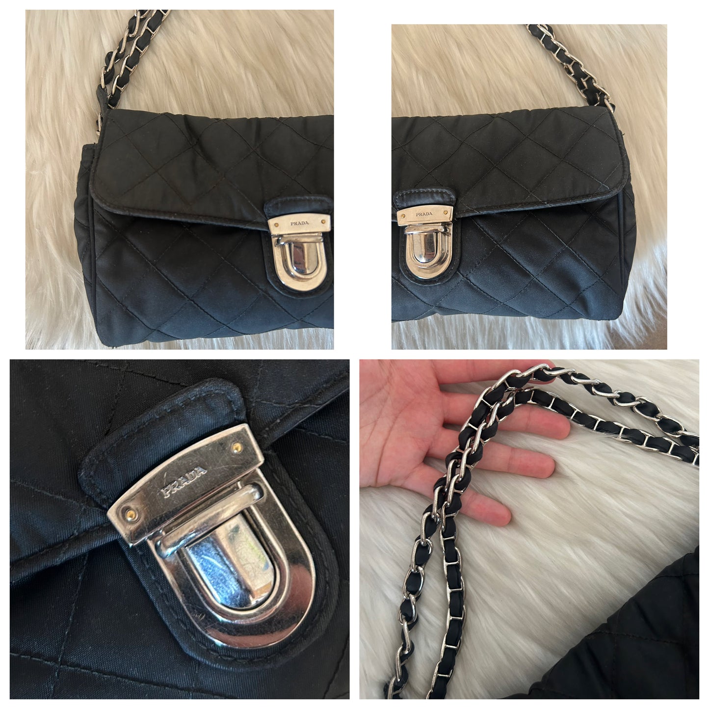 Prada baguette nera nylon trapuntata