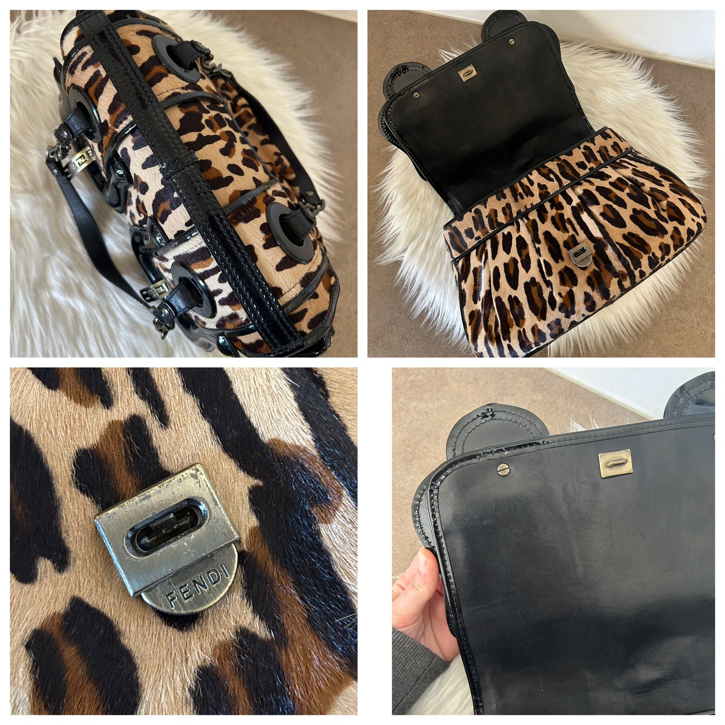 Fendi tote leopardata in cavallino e vernice