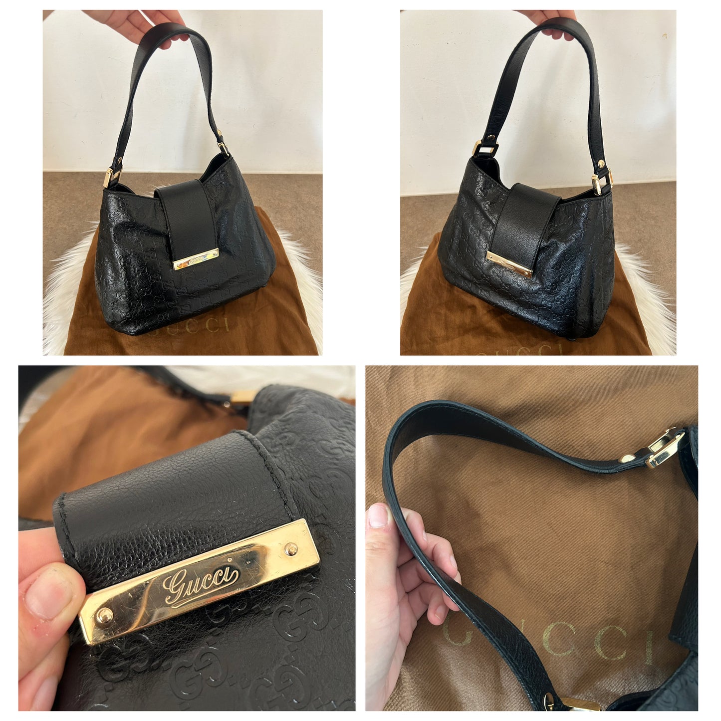Gucci mini tote monogram Guccissima in pelle nera