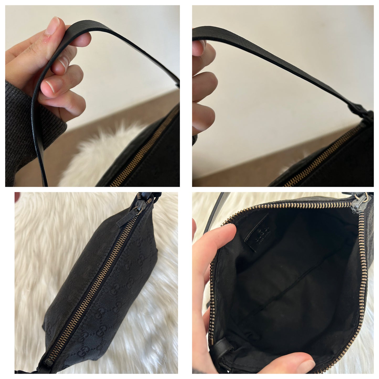 Gucci baguette nera in monogram