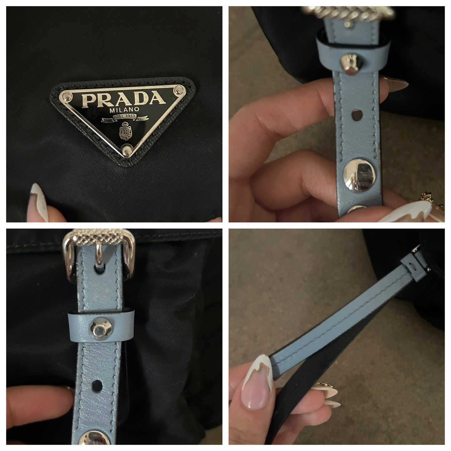 Prada tote in nylon con borchie