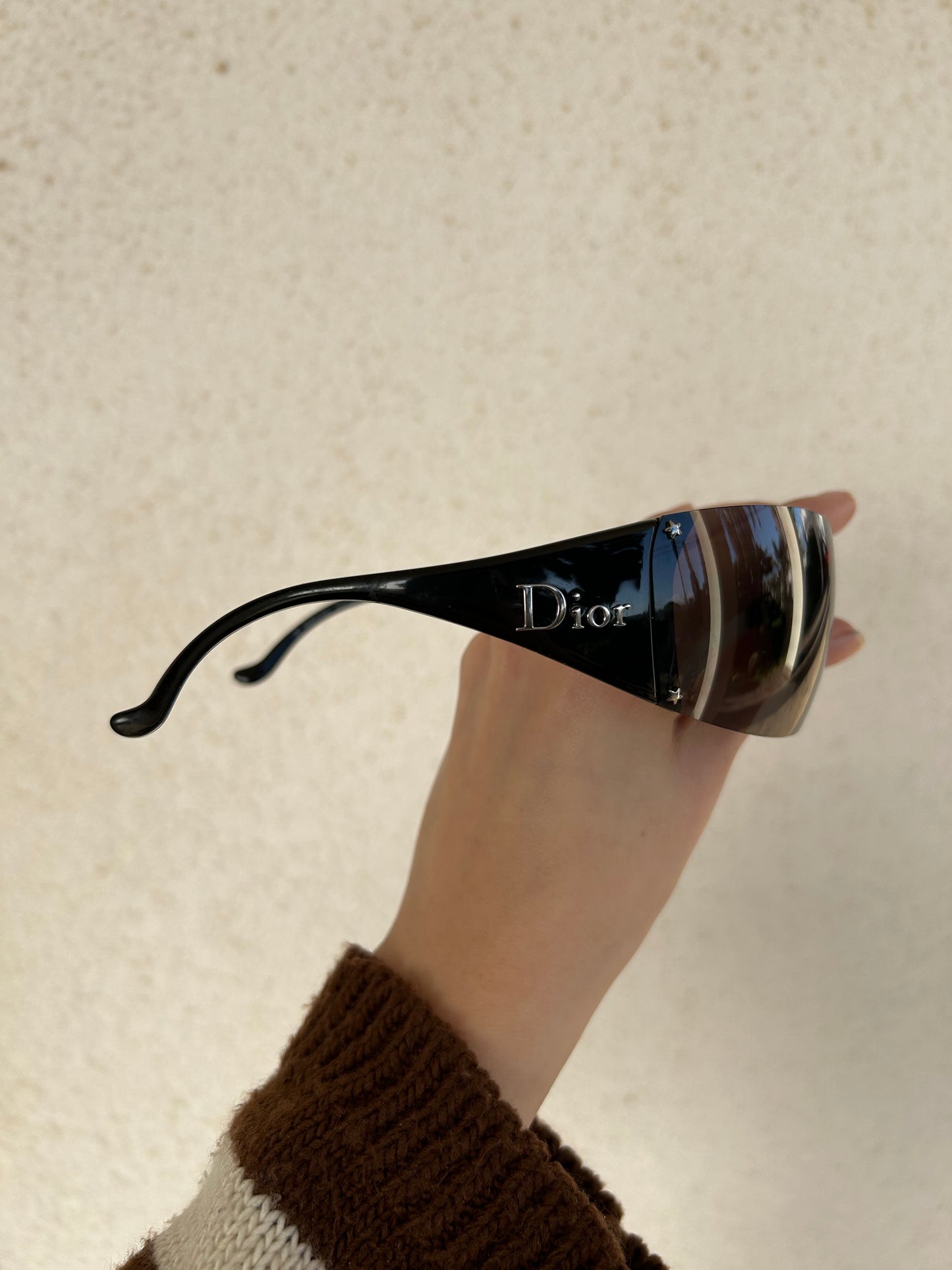 Occhiali Dior Ski 5 con aste nere e custodia vintage y2k