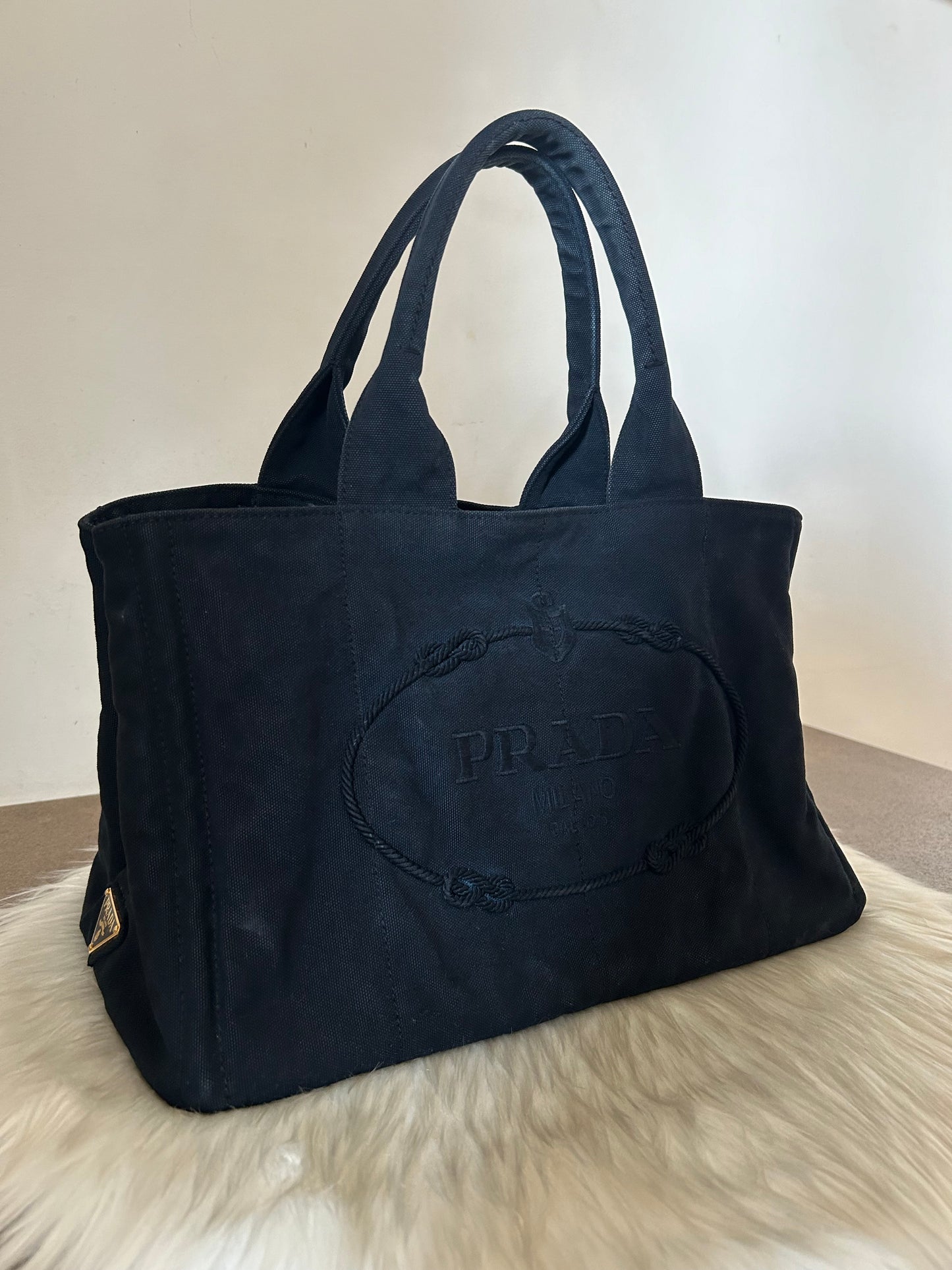 Prada tote blu in denim