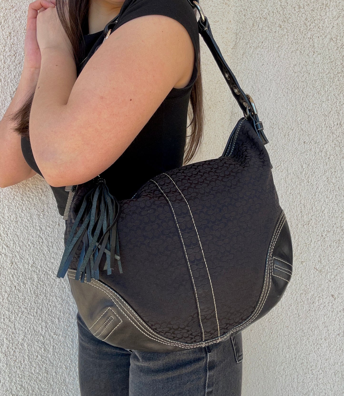 Coach Hobo Signature Sufflette nera in monogram