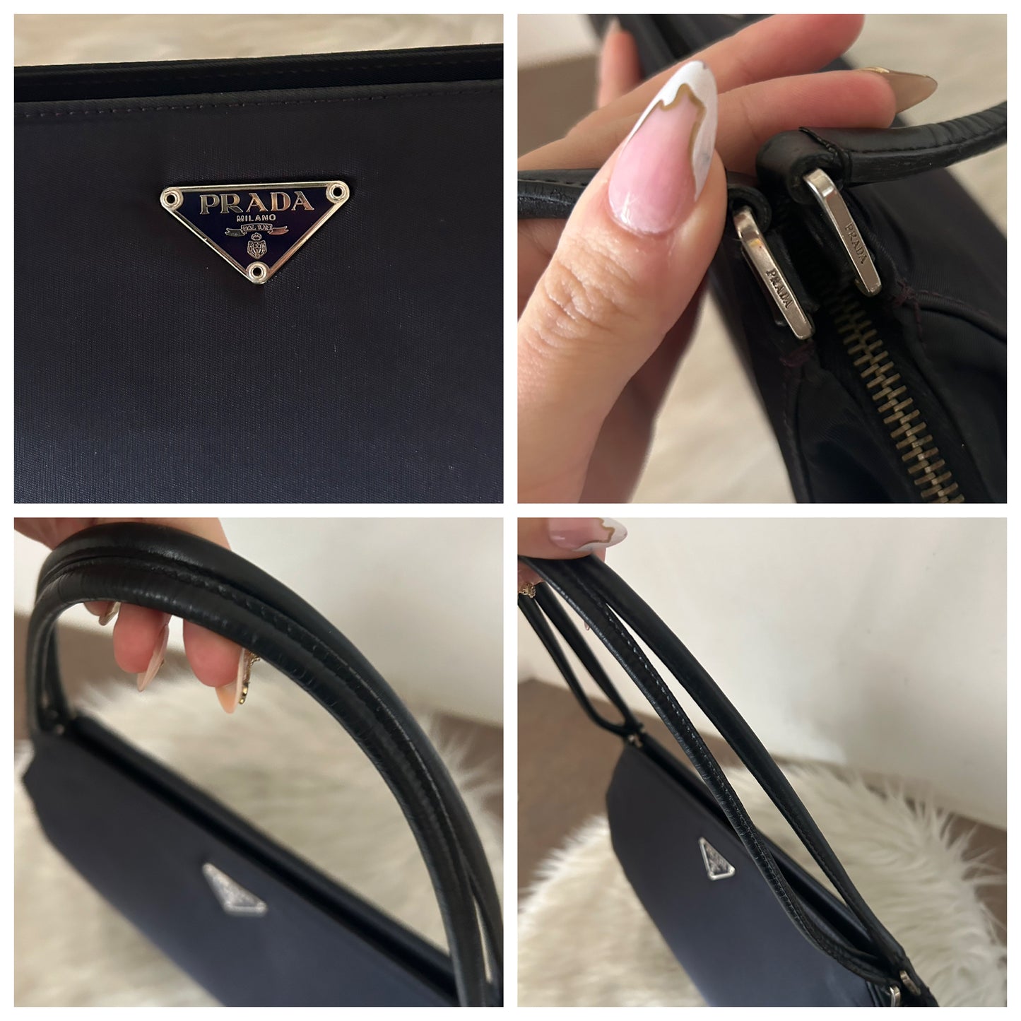 Prada baguette viola scuro in nylon