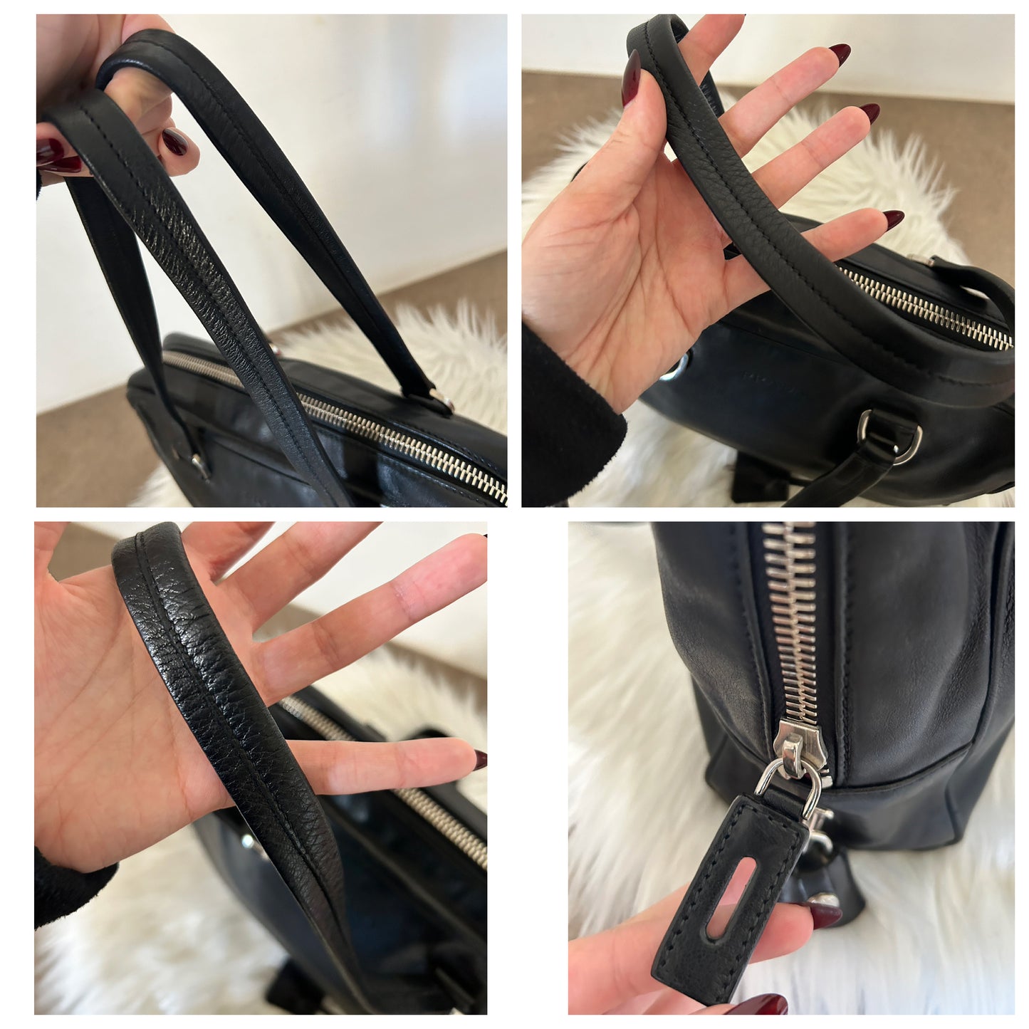 Prada tote bag in pelle nera e interni rosa