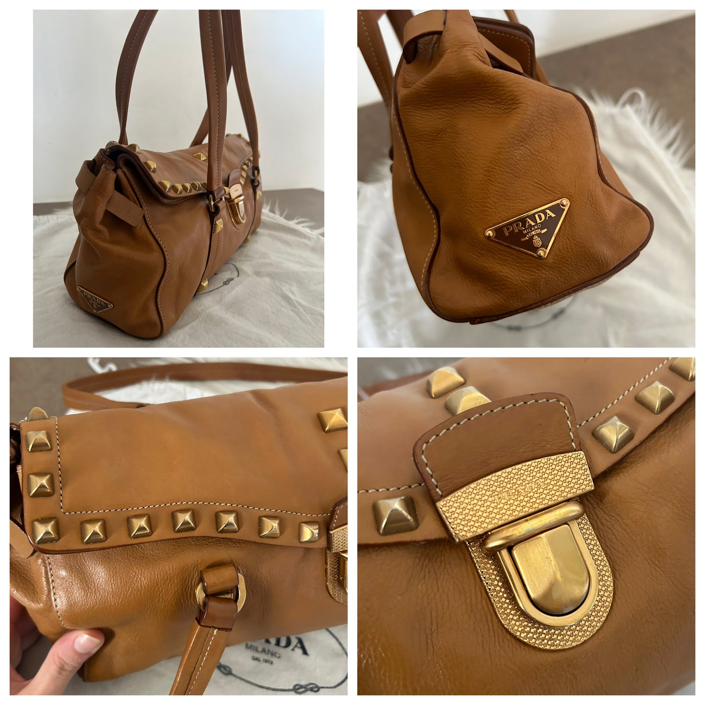 Prada tote in pelle e borchie