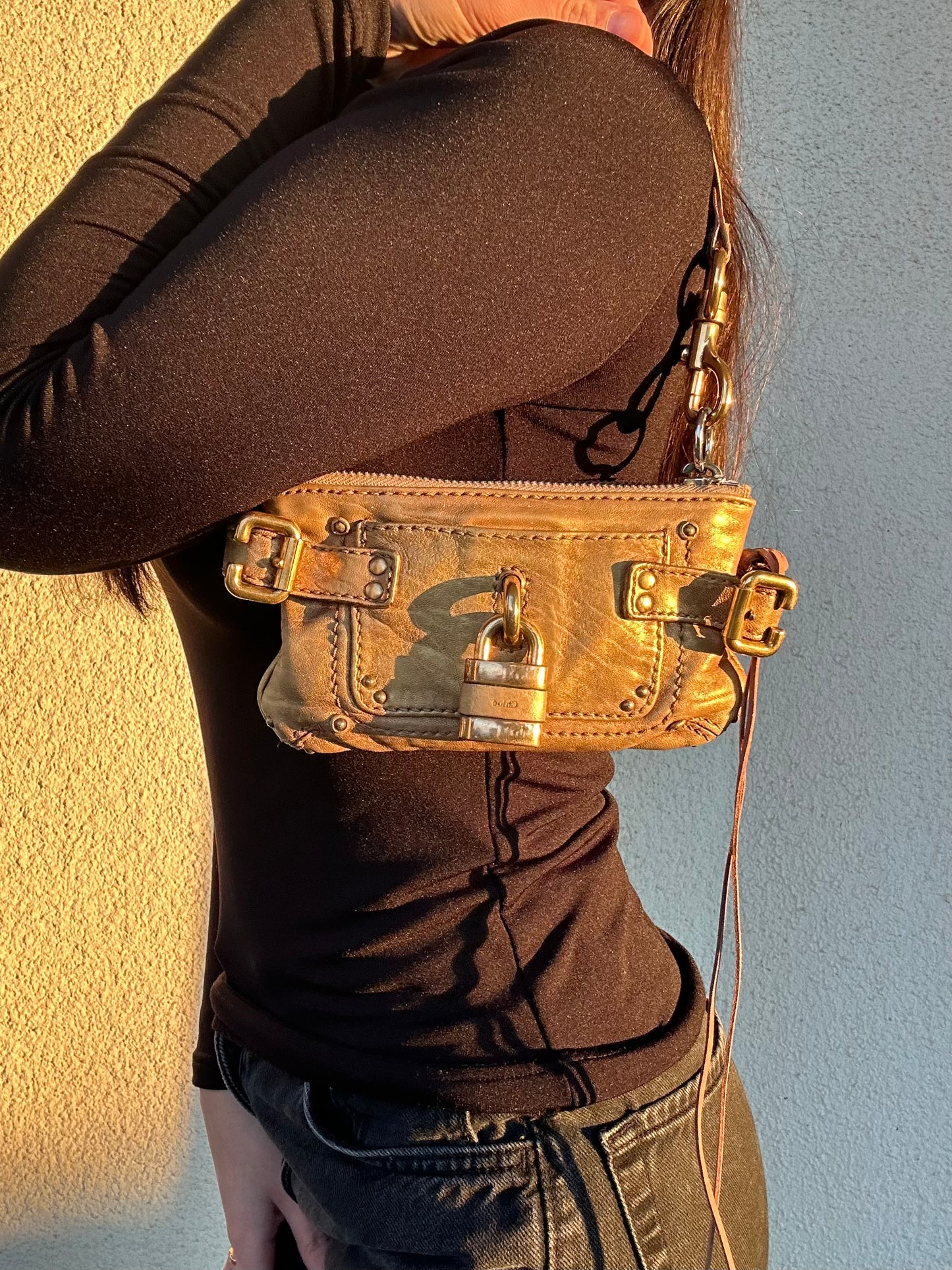 Chloé Paddington mini in pelle dorata