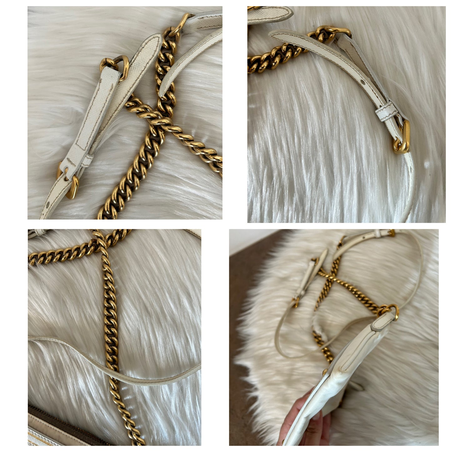 Prada a tracolla in pelle e nylon bianca