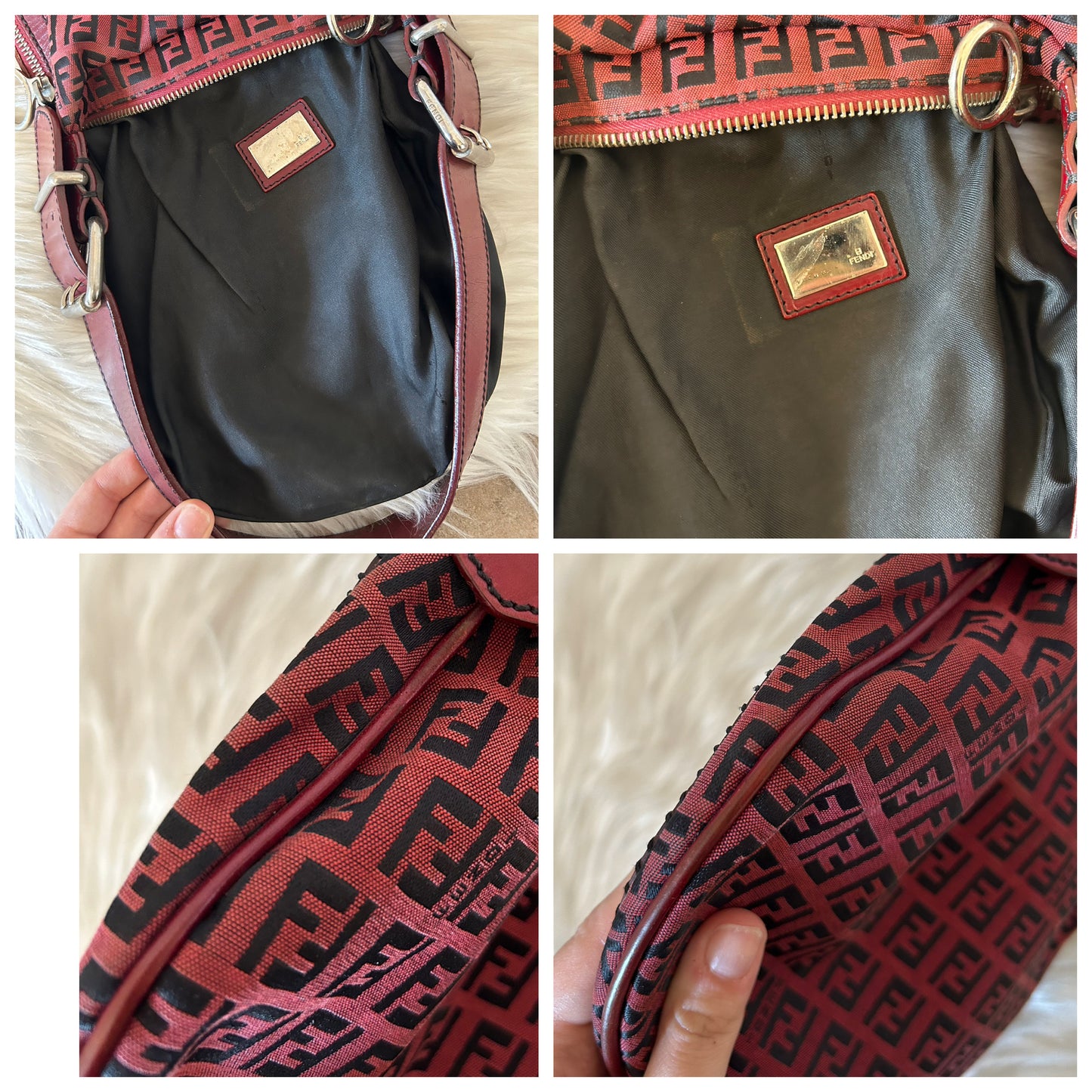 Fendi Oyster rarissima in pelle intagliata e monogram zucchino