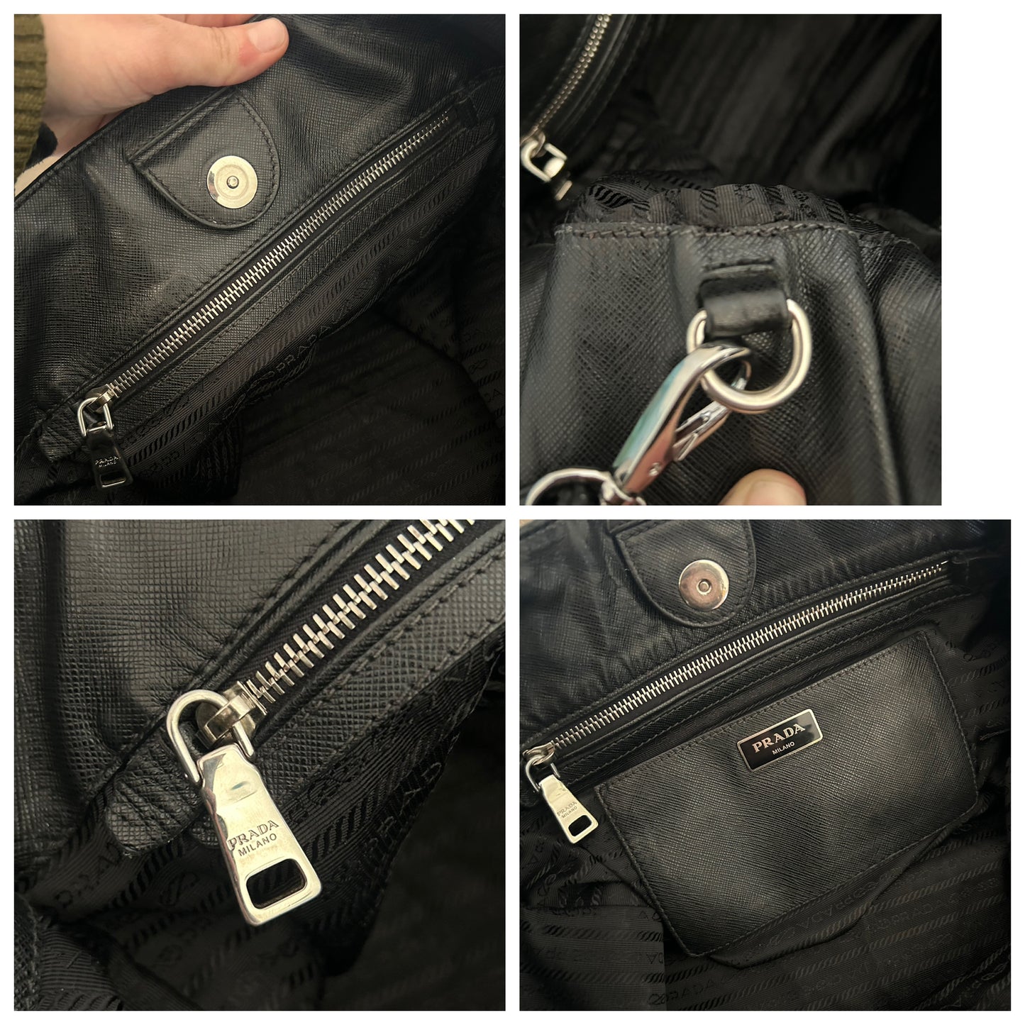 Prada tote bag in pelle saffiano nera