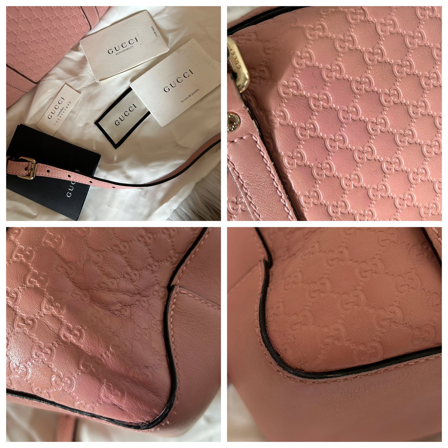 Gucci bauletto Guccissima rosa in pelle