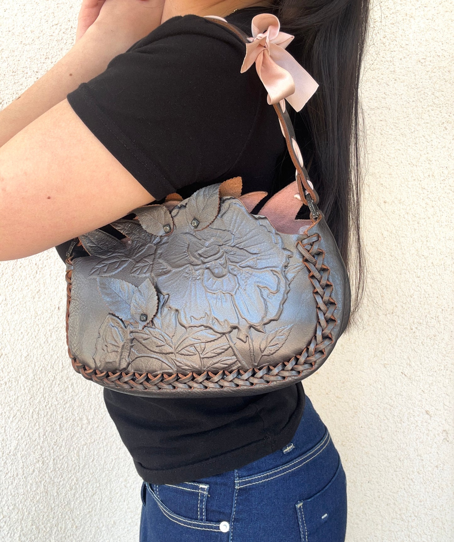 Borsa Valentino Garavani in pelle con fantasia floreale 3D - pezzo unico