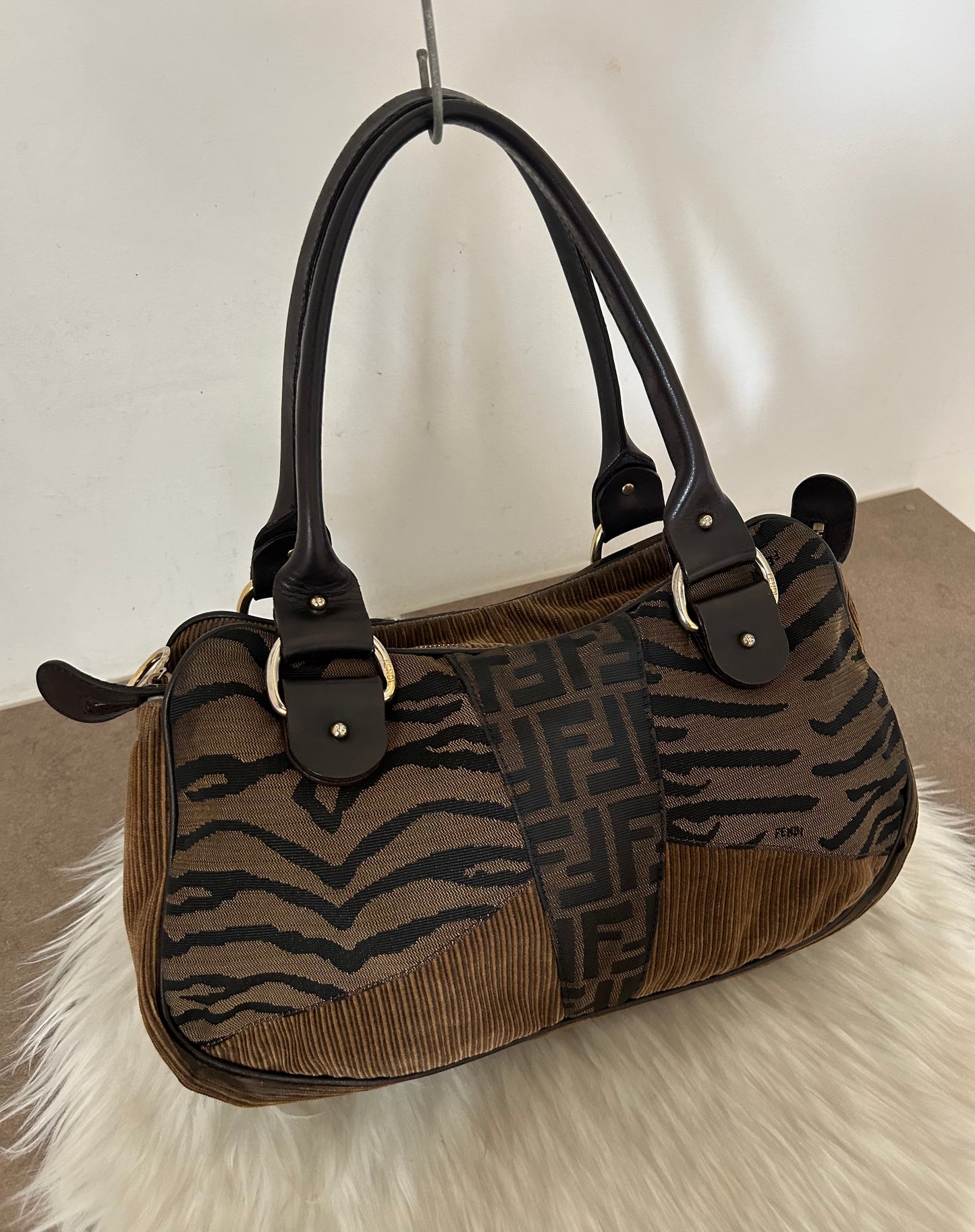 Fendi tote zebrata e tessuto zucca edizione limitata