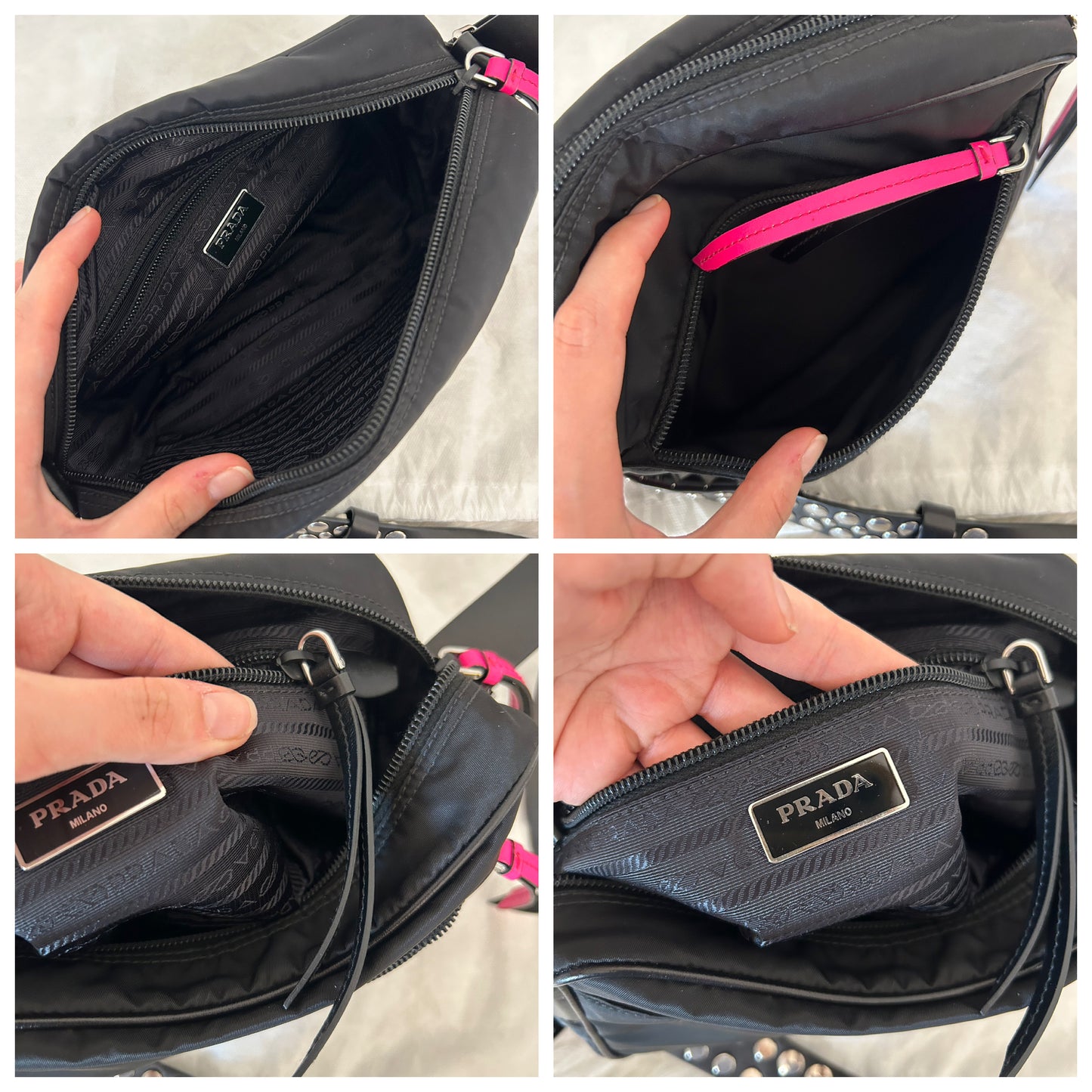 Prada Camera Bag in nylon e pelle con borchie - rarissima