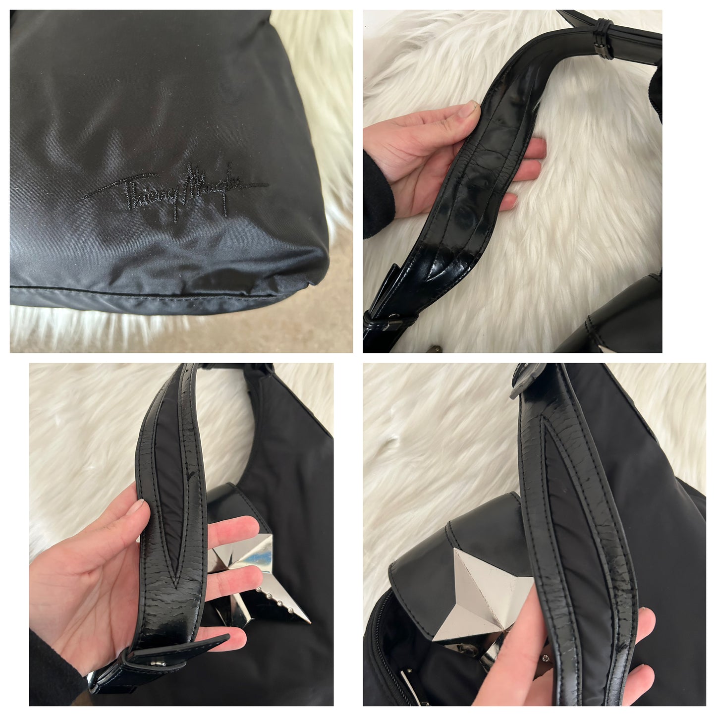 Thierry Mugler tote bag in nylon nera vintage