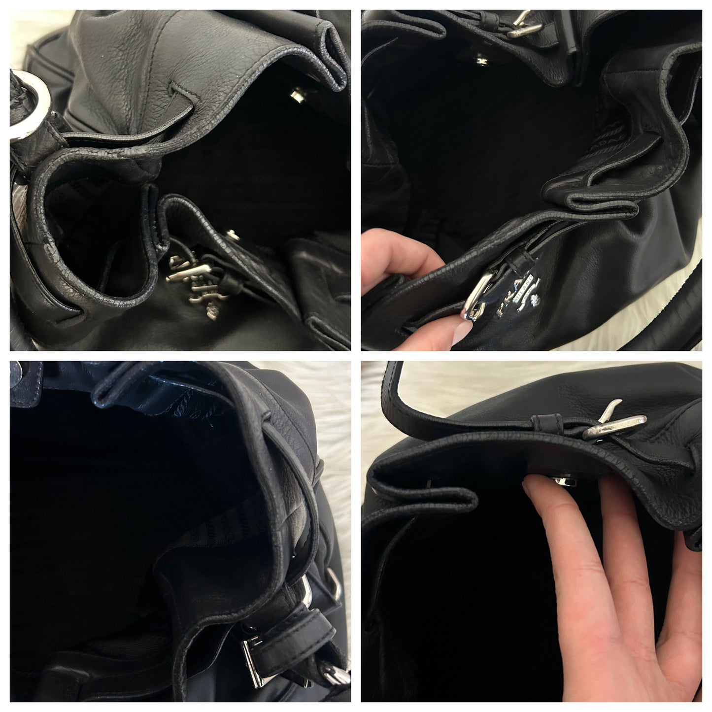 Secchiello Prada Buckle in pelle nero