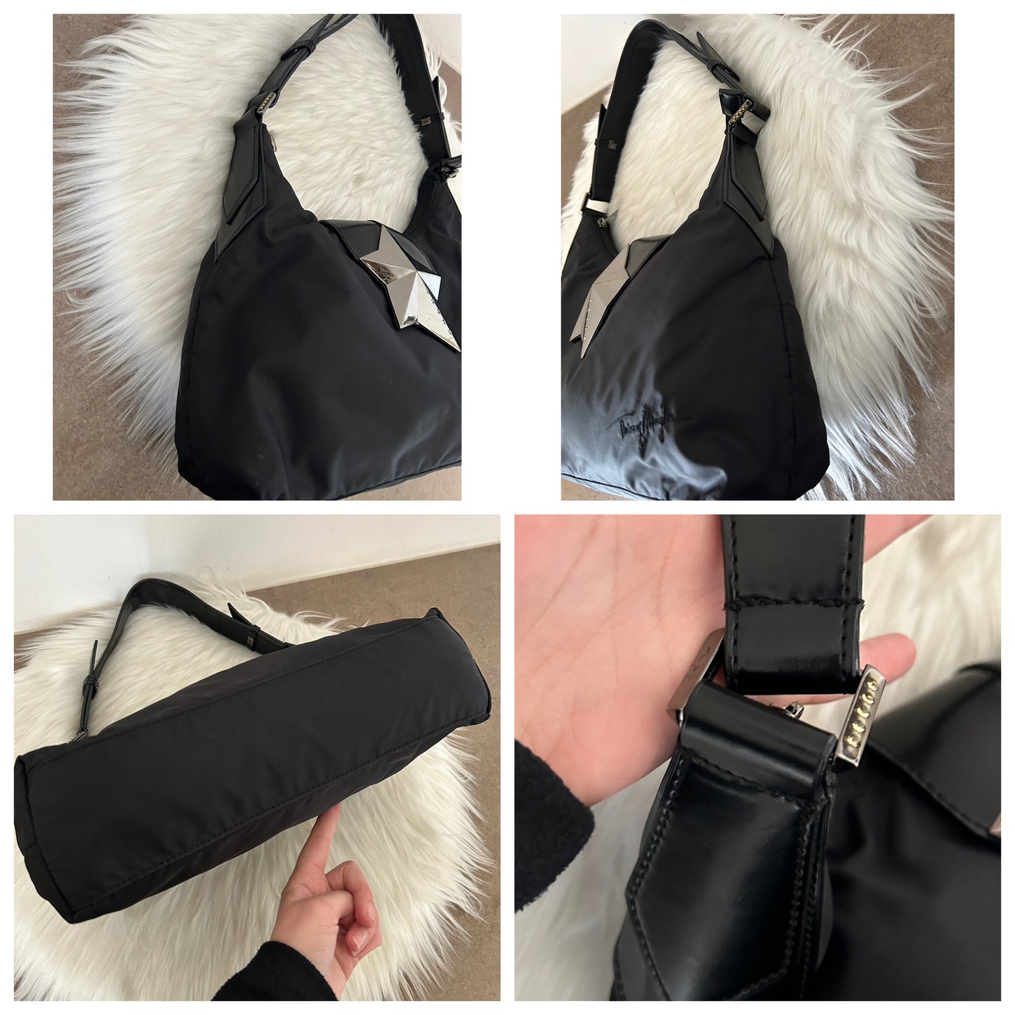 Thierry Mugler tote bag in nylon nera vintage