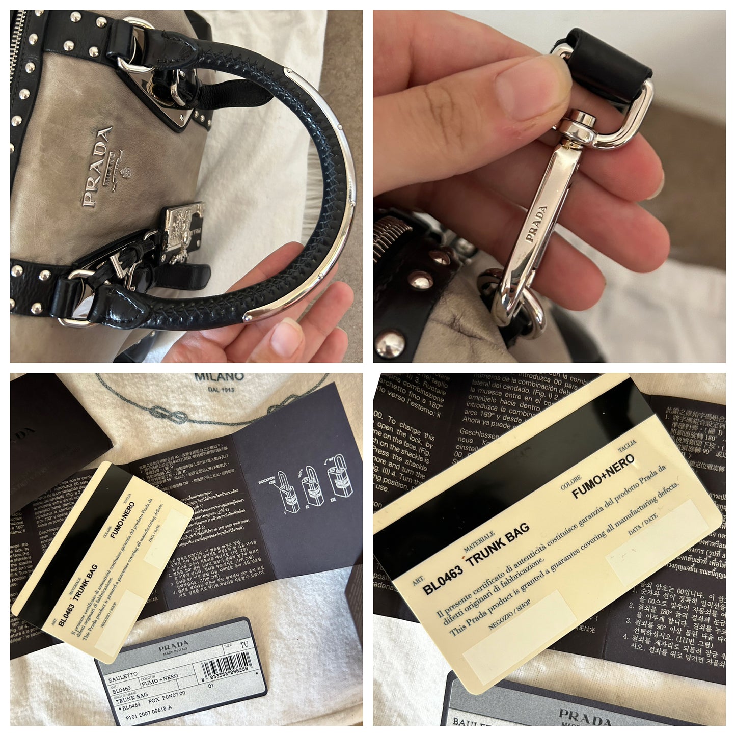 Bauletto Prada in pelle con borchie
