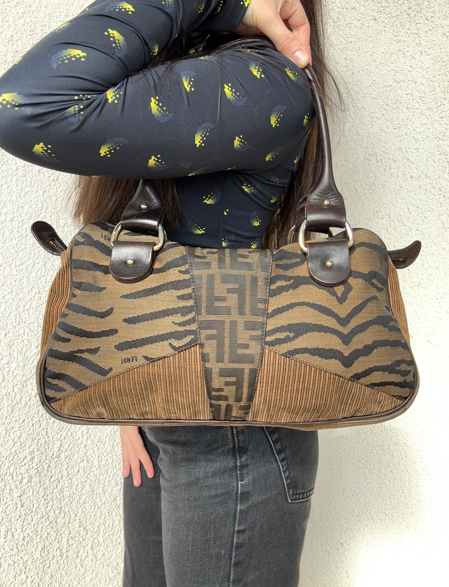 Fendi tote zebrata e tessuto zucca edizione limitata