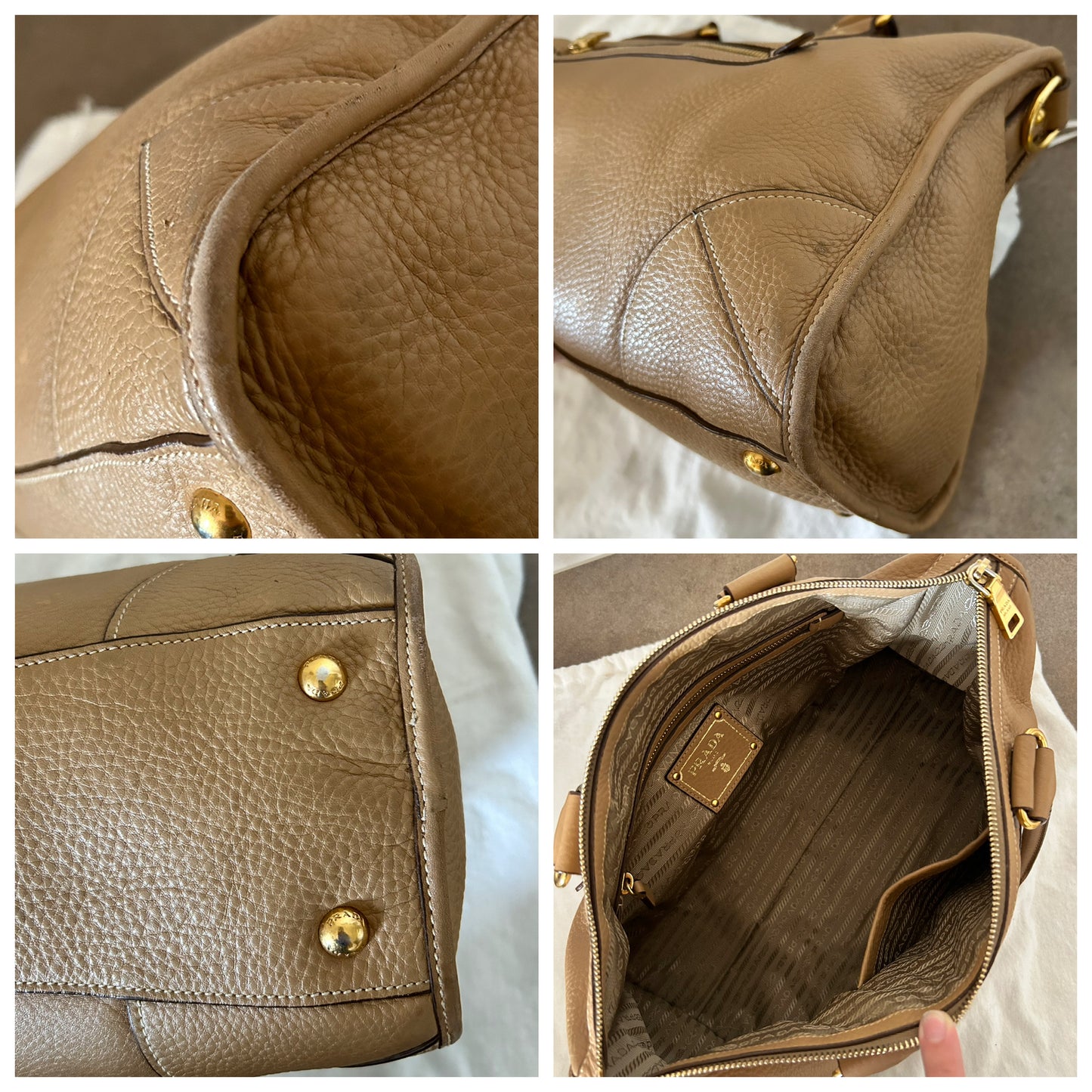 Prada bauletto in pelle beige