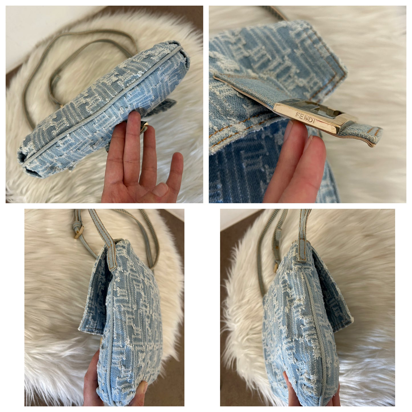 Fendi baguette a tracolla in denim