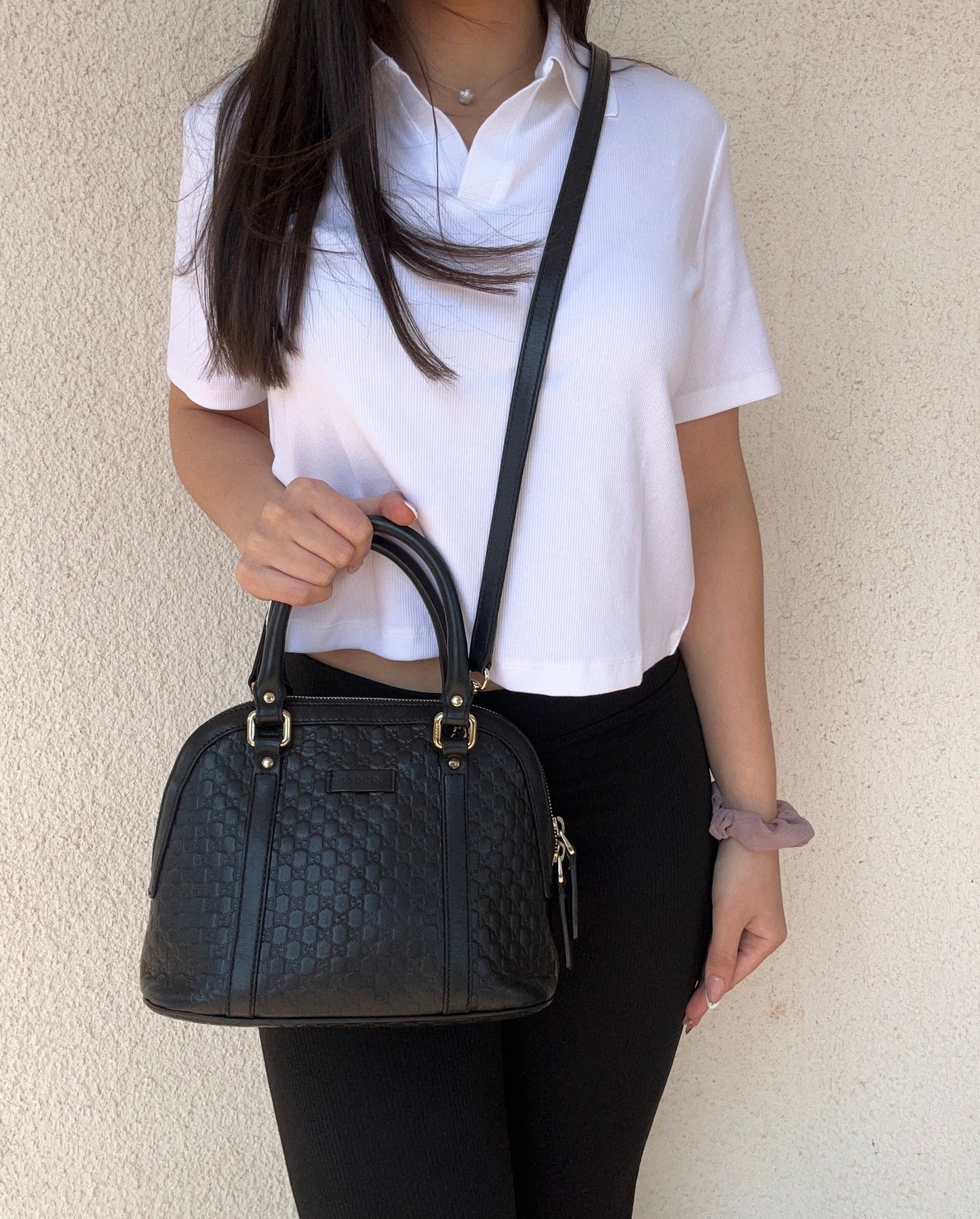 Gucci Dôme mini in micro guccissima nera