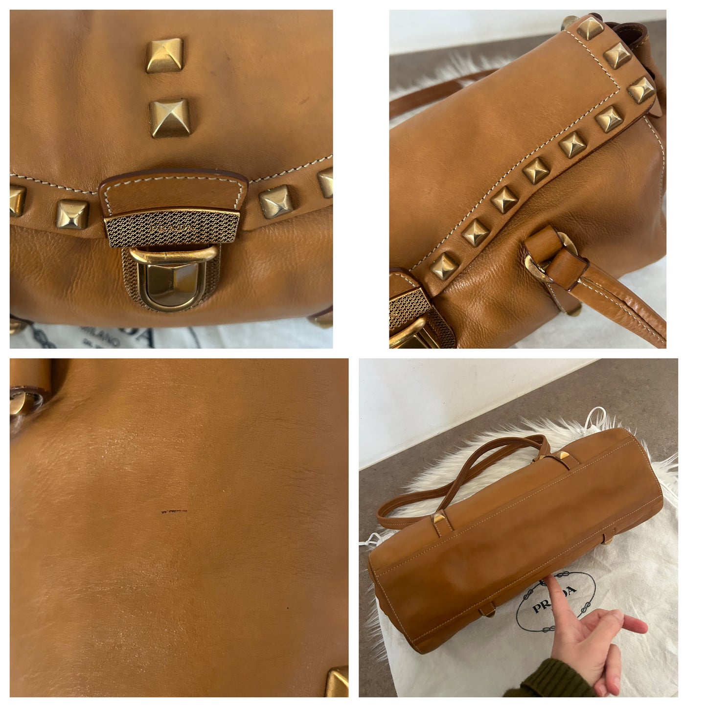 Prada tote in pelle e borchie