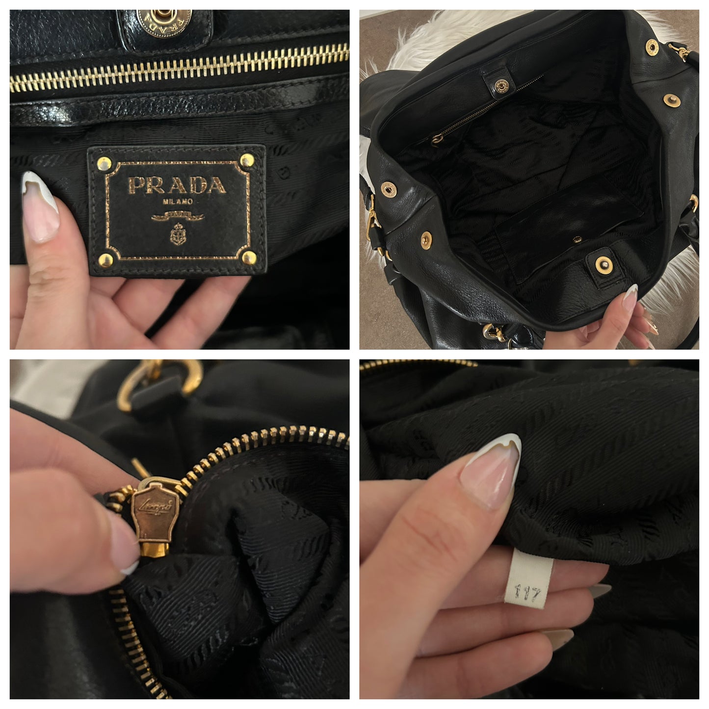 Prada tote in pelle nera con tracolla
