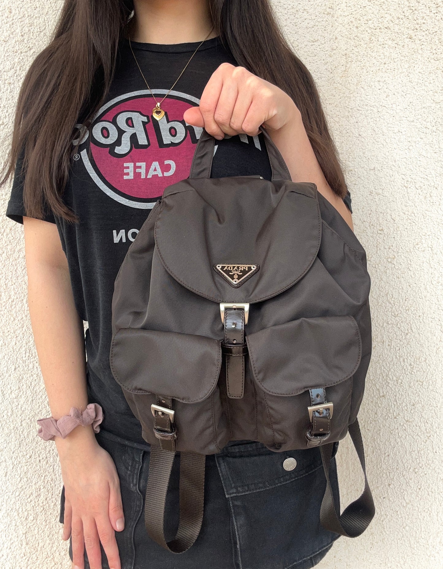Zaino Prada in nylon testa di moro