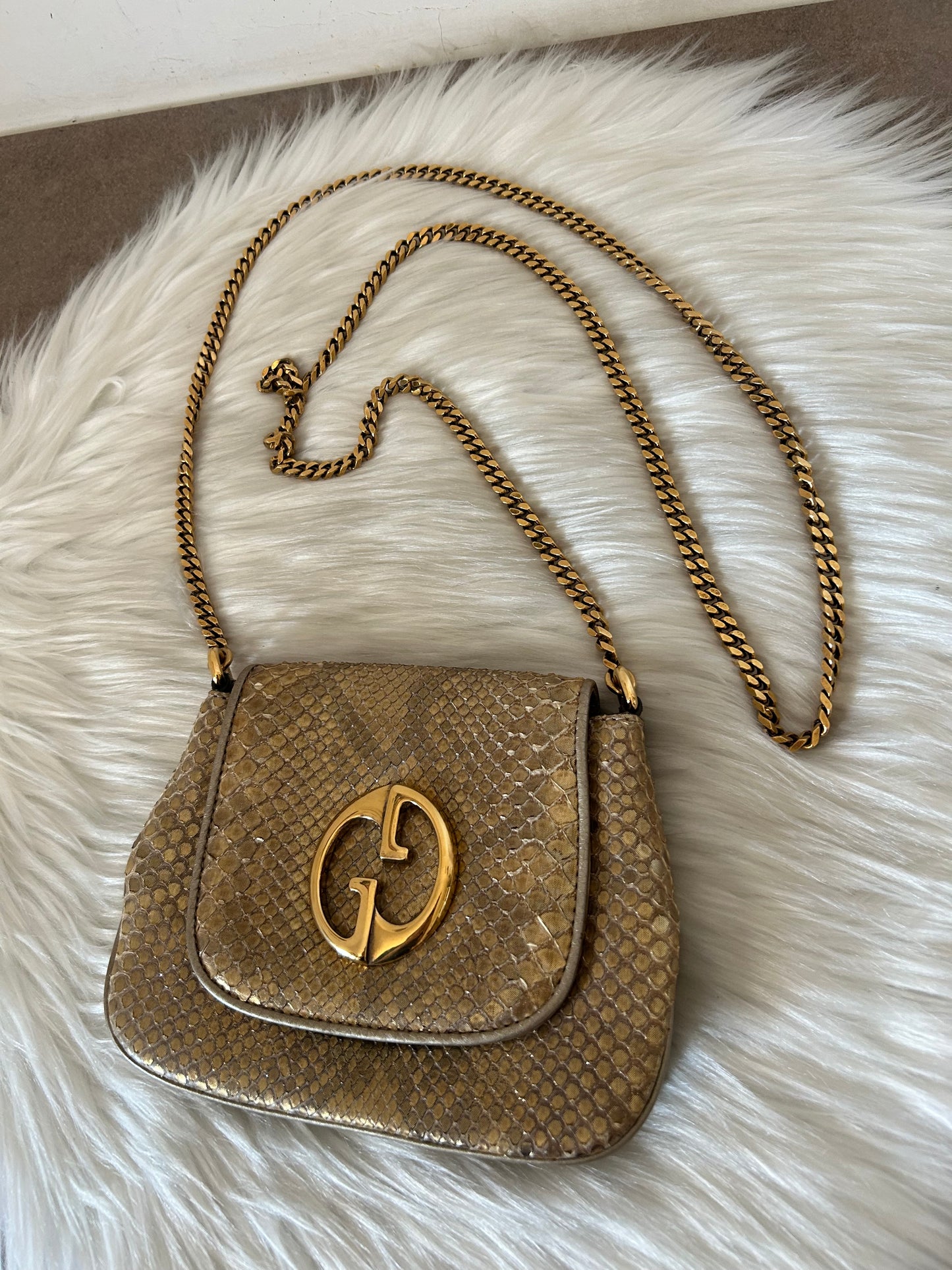 Gucci tracollina in pitone oro