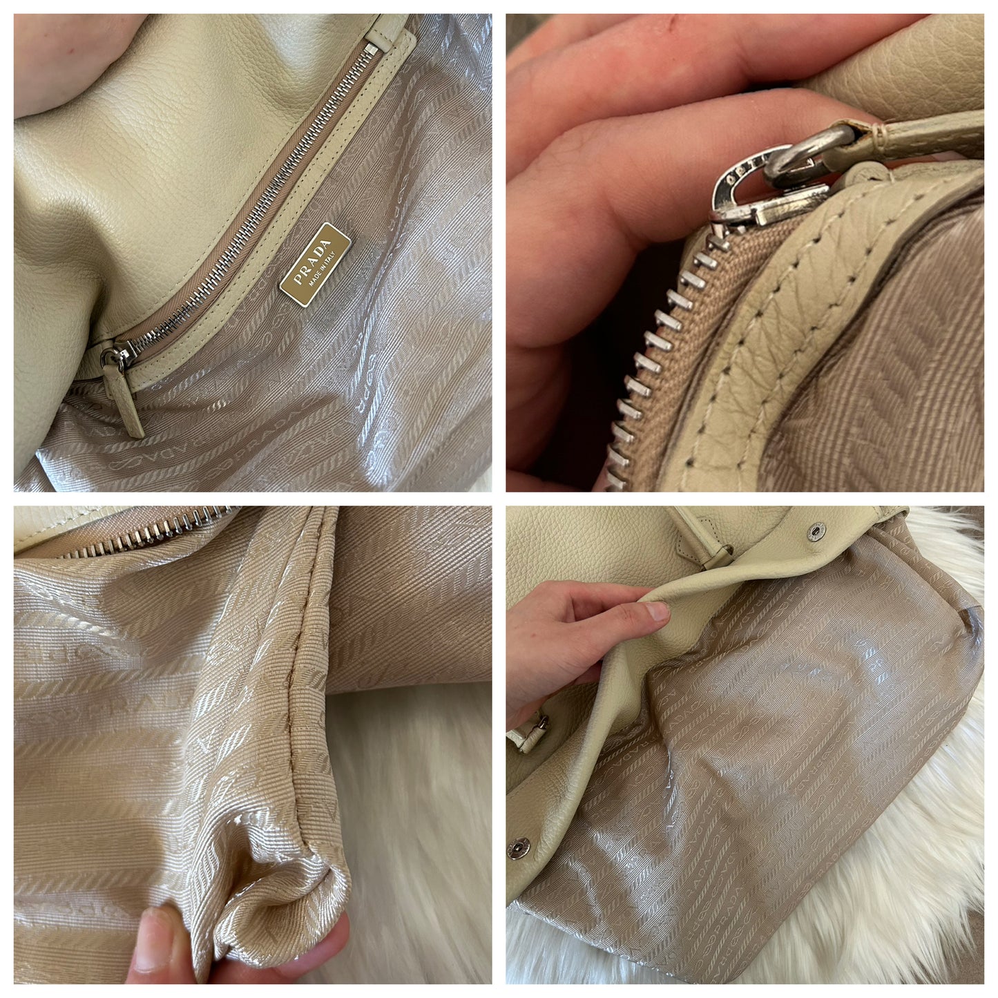 Prada tote in pelle panna