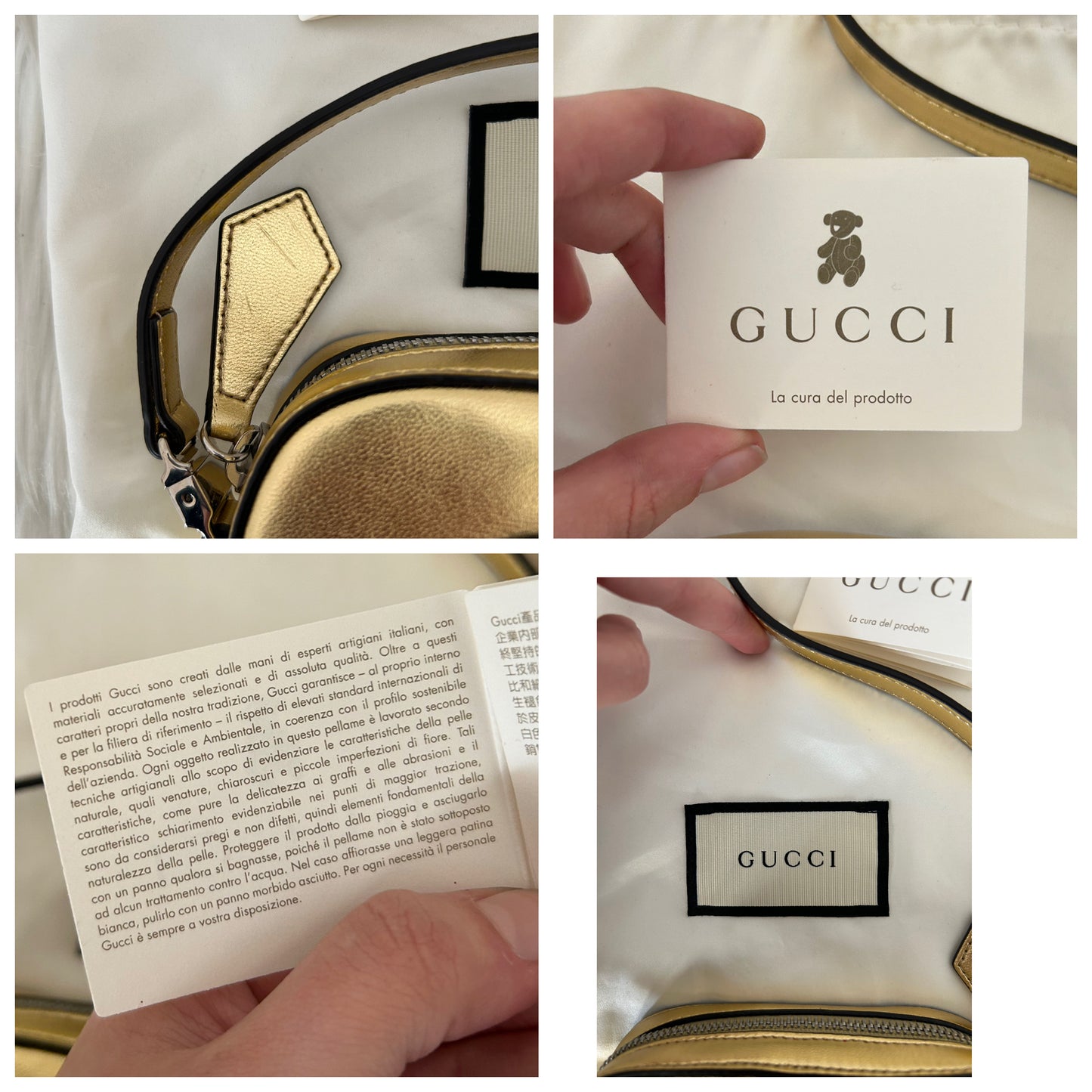 Gucci mini bag oro con cuore glitterato