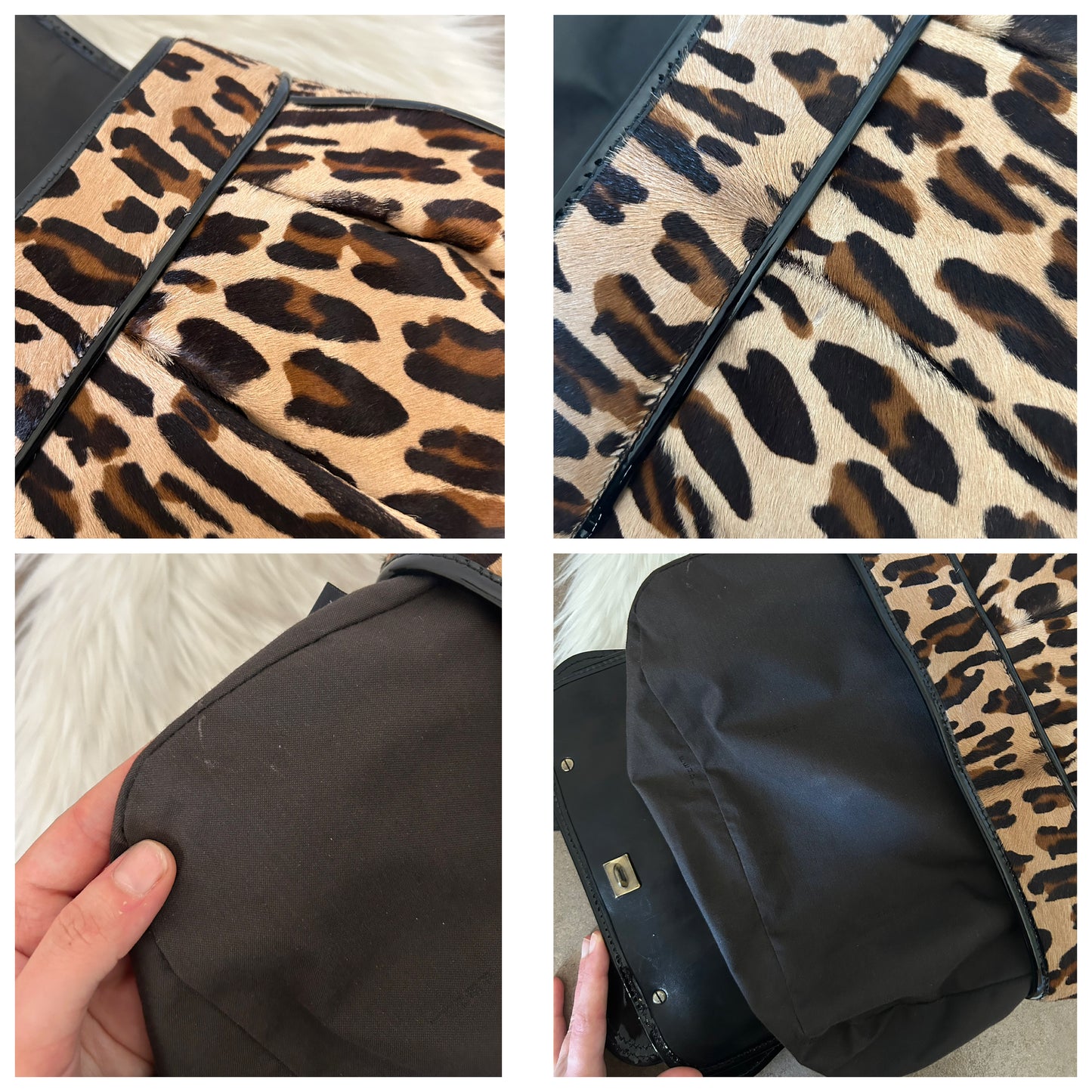Fendi tote leopardata in cavallino e vernice