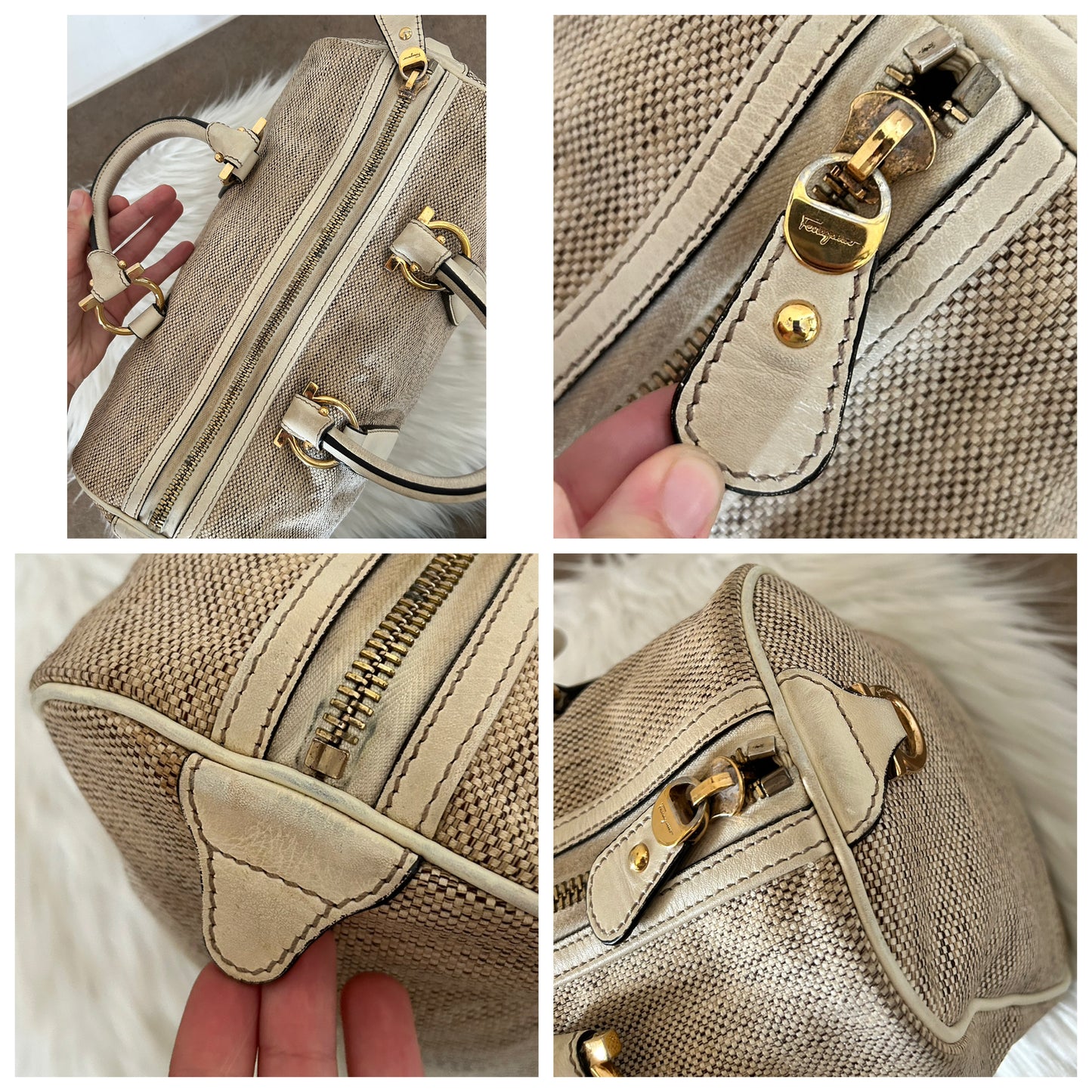 Salvatore Ferragamo bauletto in tela di