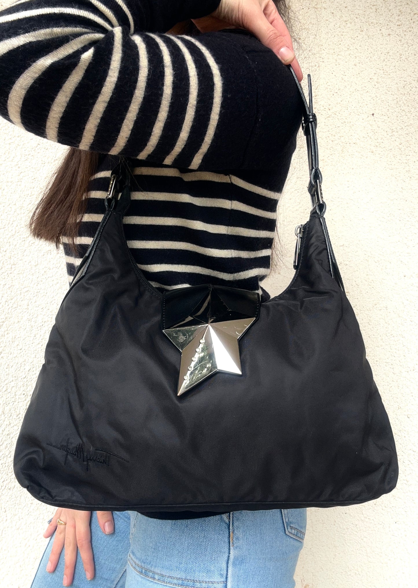 Thierry Mugler tote bag in nylon nera vintage