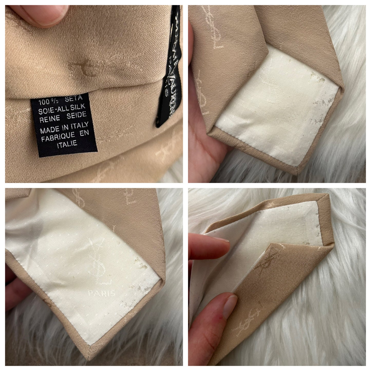 Cravatta YSL logata beige 100% seta