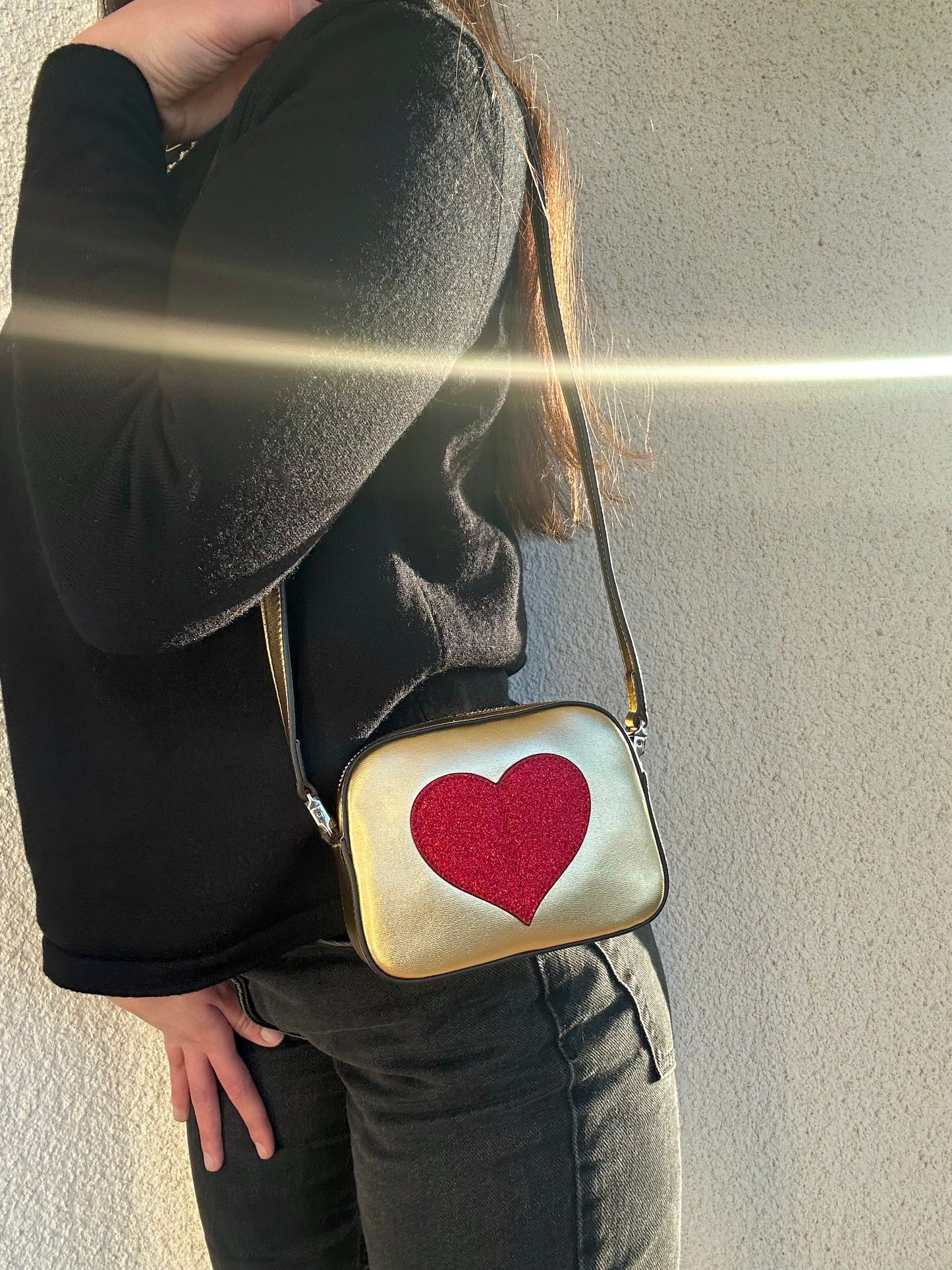 Gucci mini bag oro con cuore glitterato