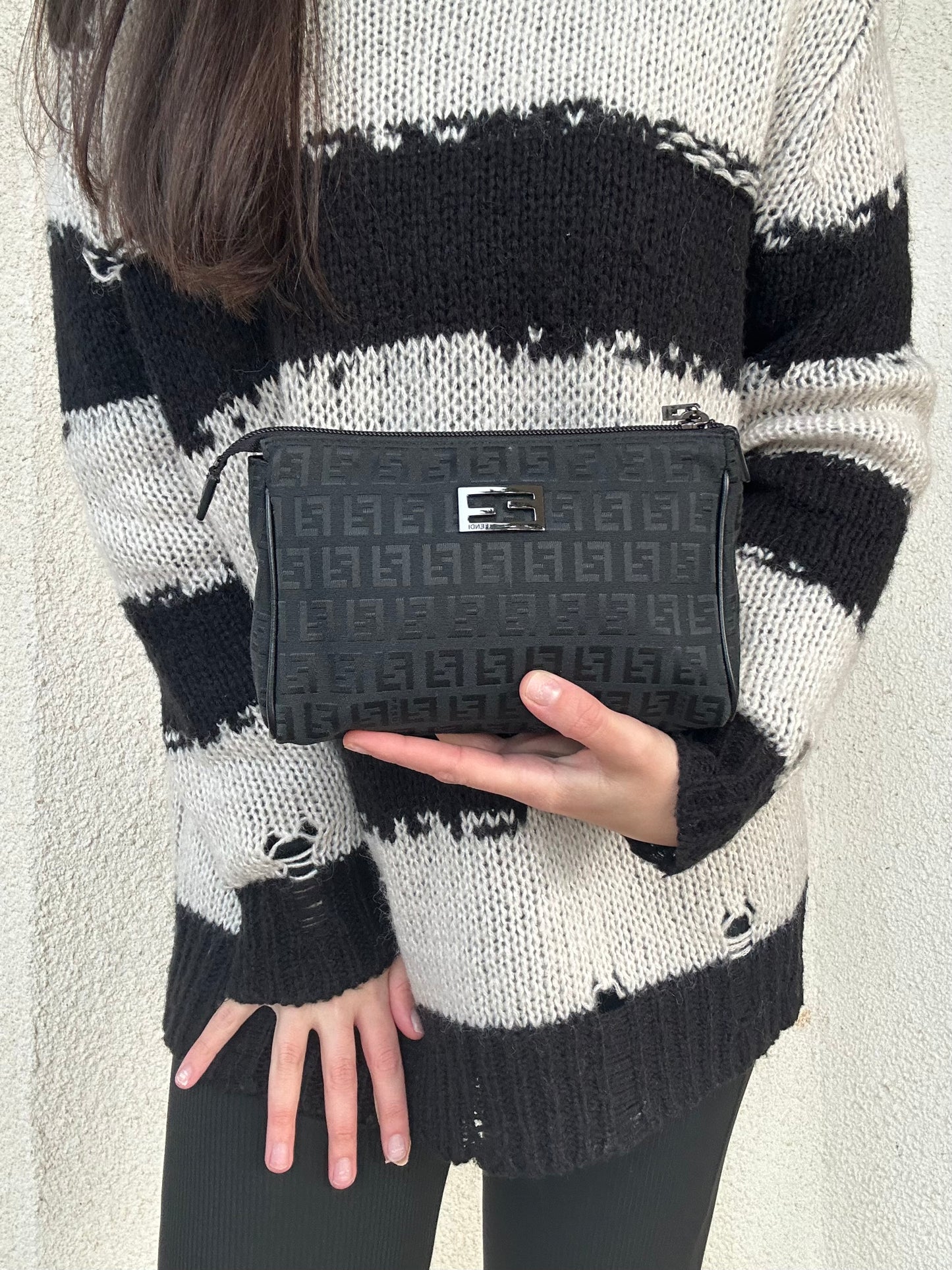 Pochette Fendi in monogram zucchino con dust bag