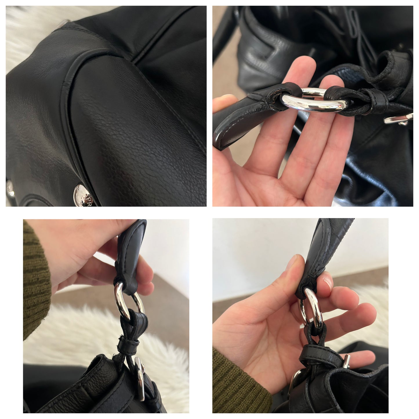 Secchiello Prada Buckle in pelle nero