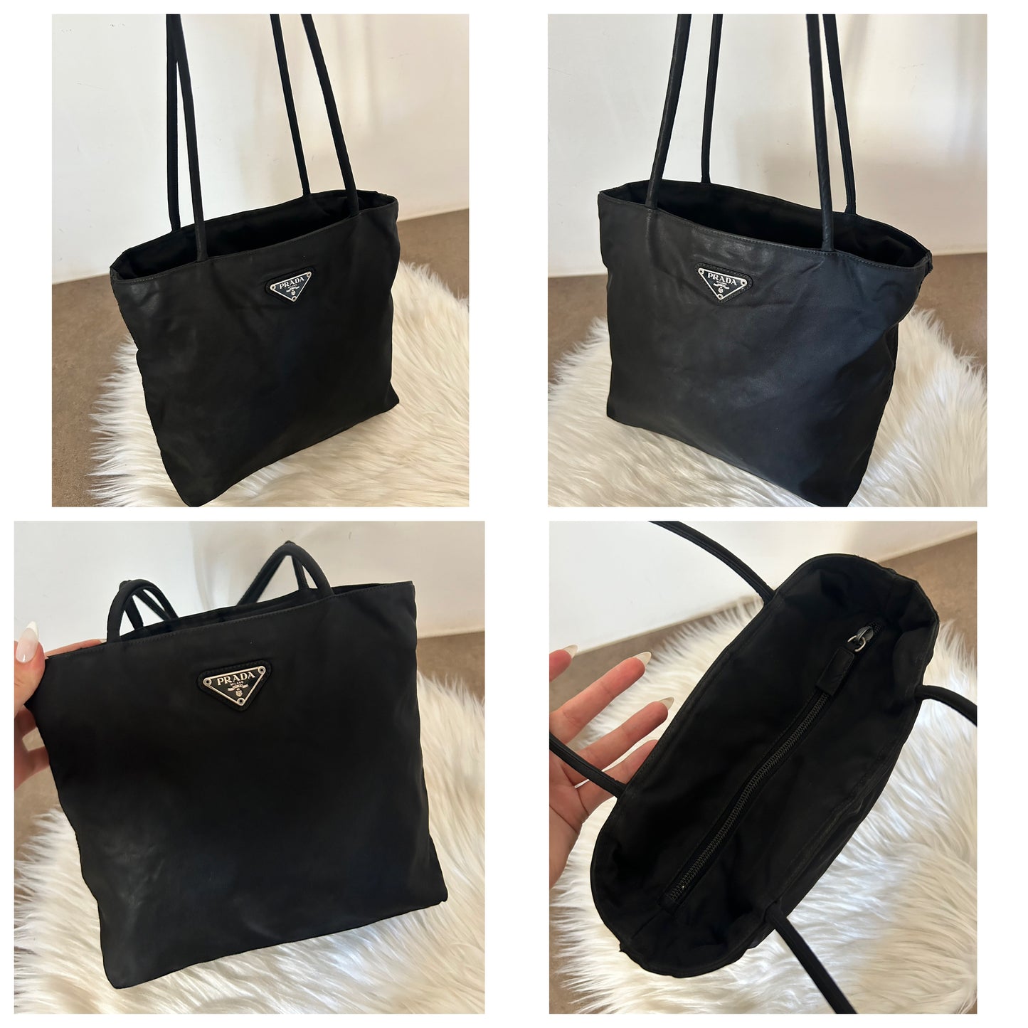 Prada tote bag in nylon nera