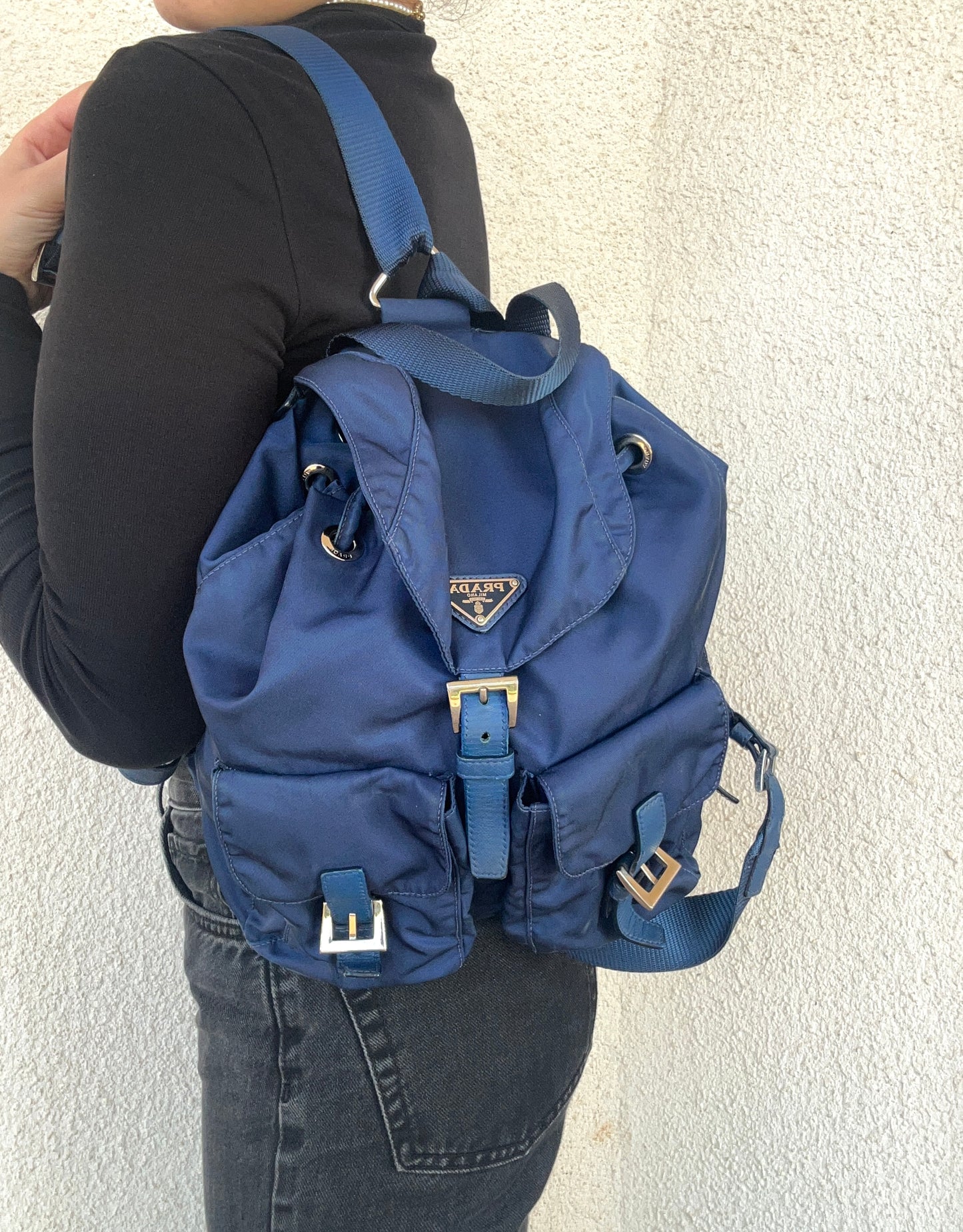 Zaino Prada blu in nylon