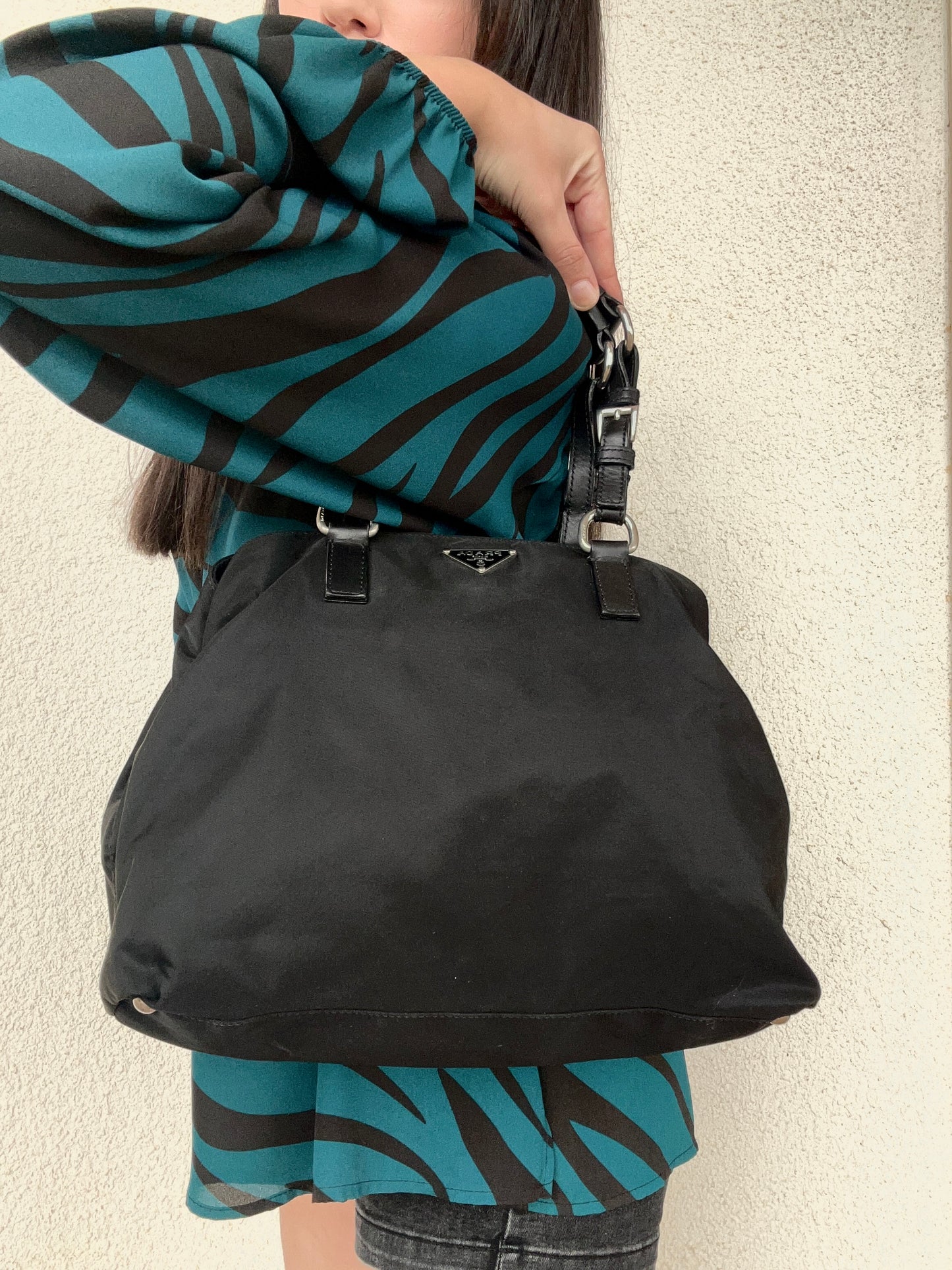 Prada mini tote in pelle e nylon