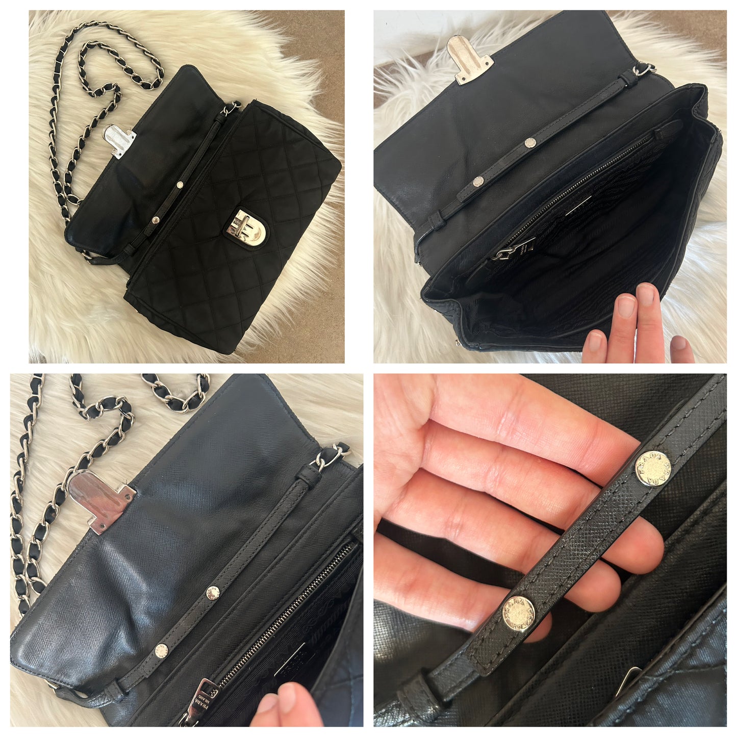 Prada baguette nera nylon trapuntata