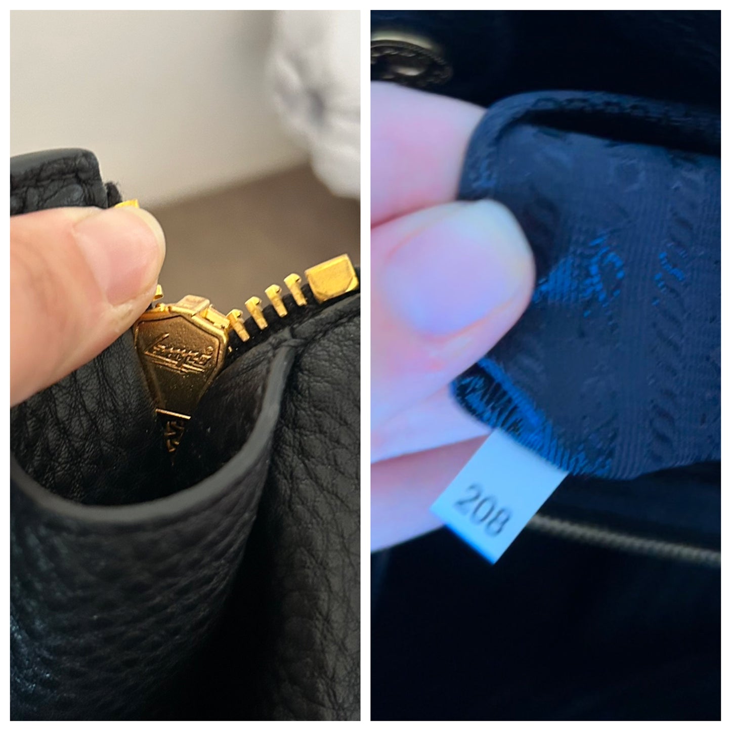 Borsa Prada tote in pelle martellata nera